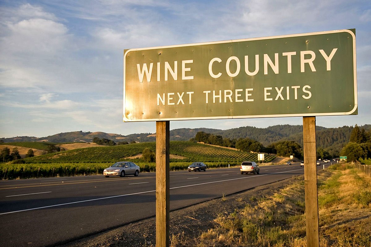 Wine Country exit sign.