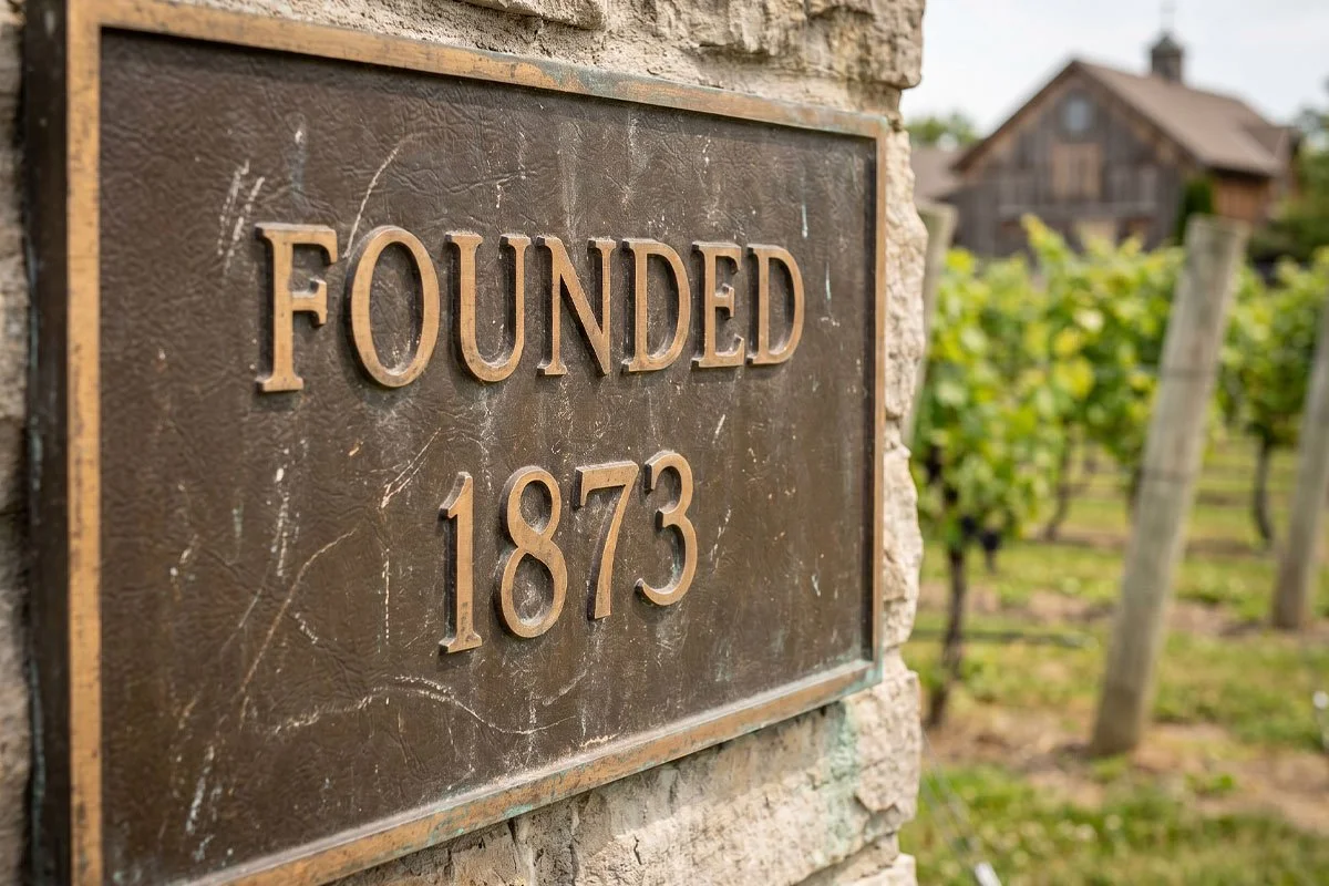 Founded 1873, Niagara winery plaque.