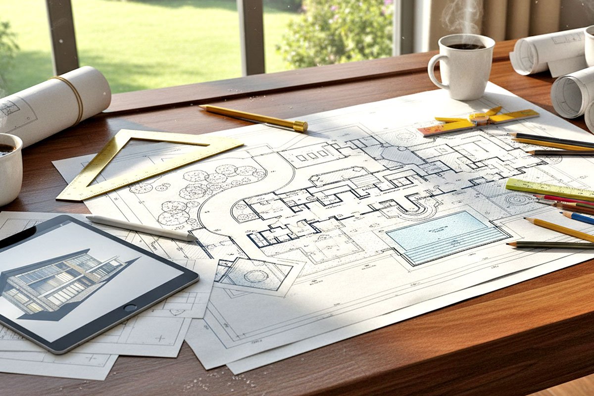 Architectural plans for a luxury home.