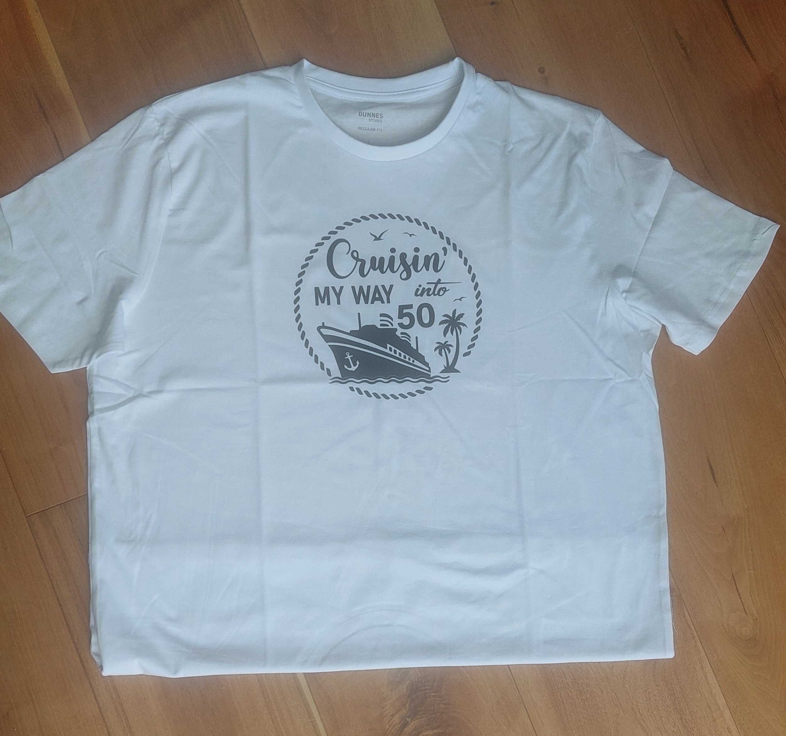 ITEM #104
€18
Cruise themed 50th birthday t-shirt