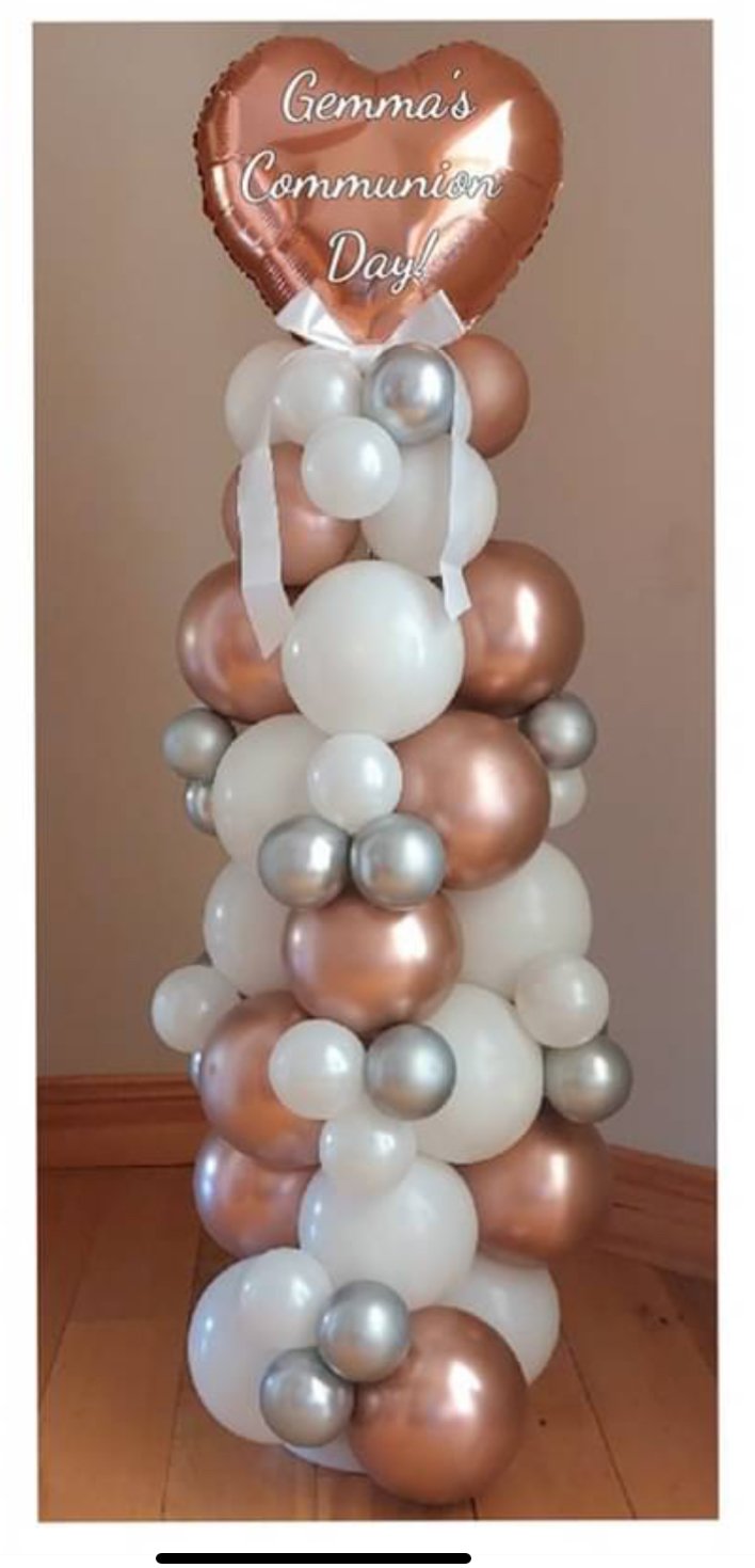 ITEM #44
€80
Large personalised Communion column balloon display with stand.