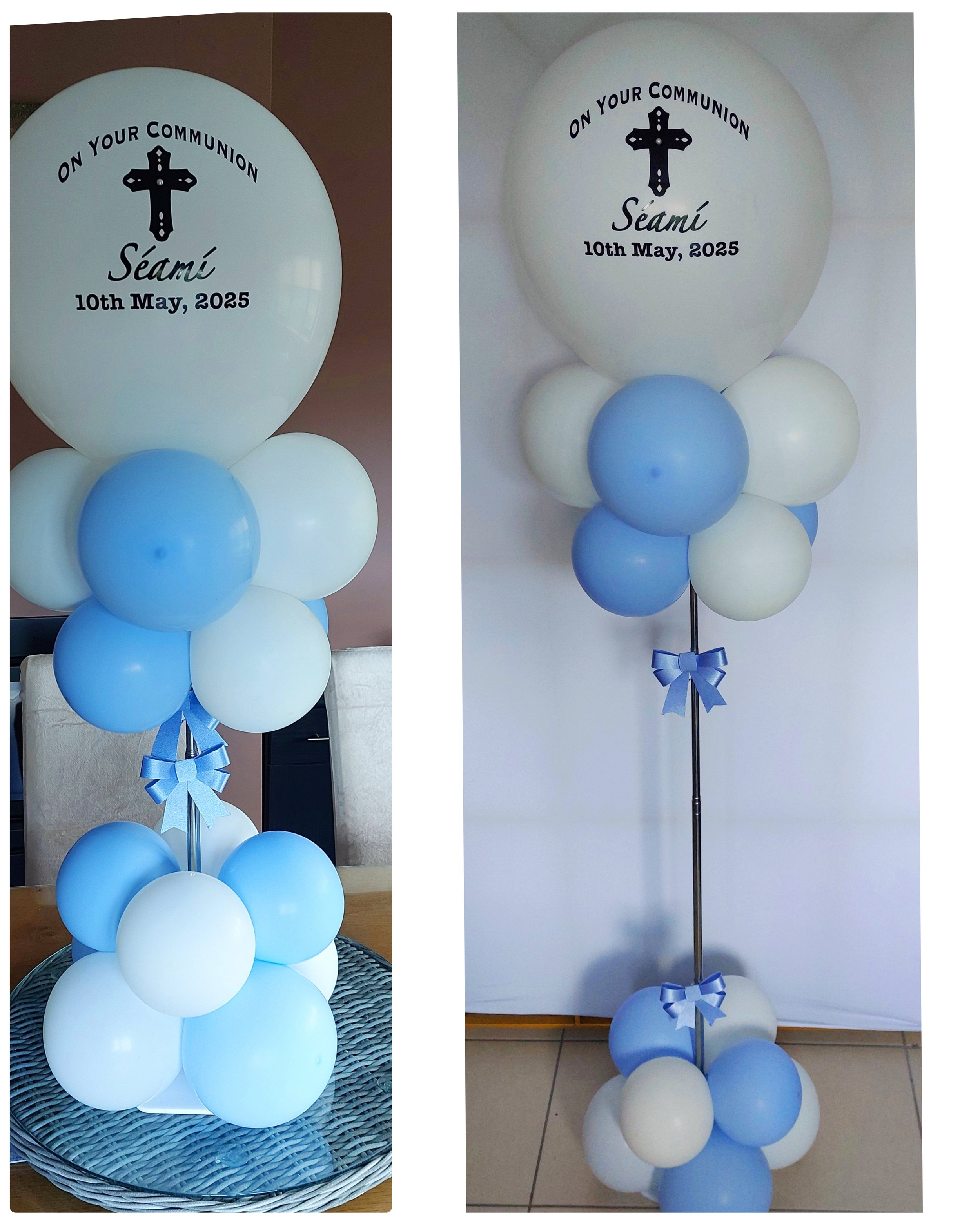 ITEM #62
€50
Extendable personalised floor to table display with bows (blue).