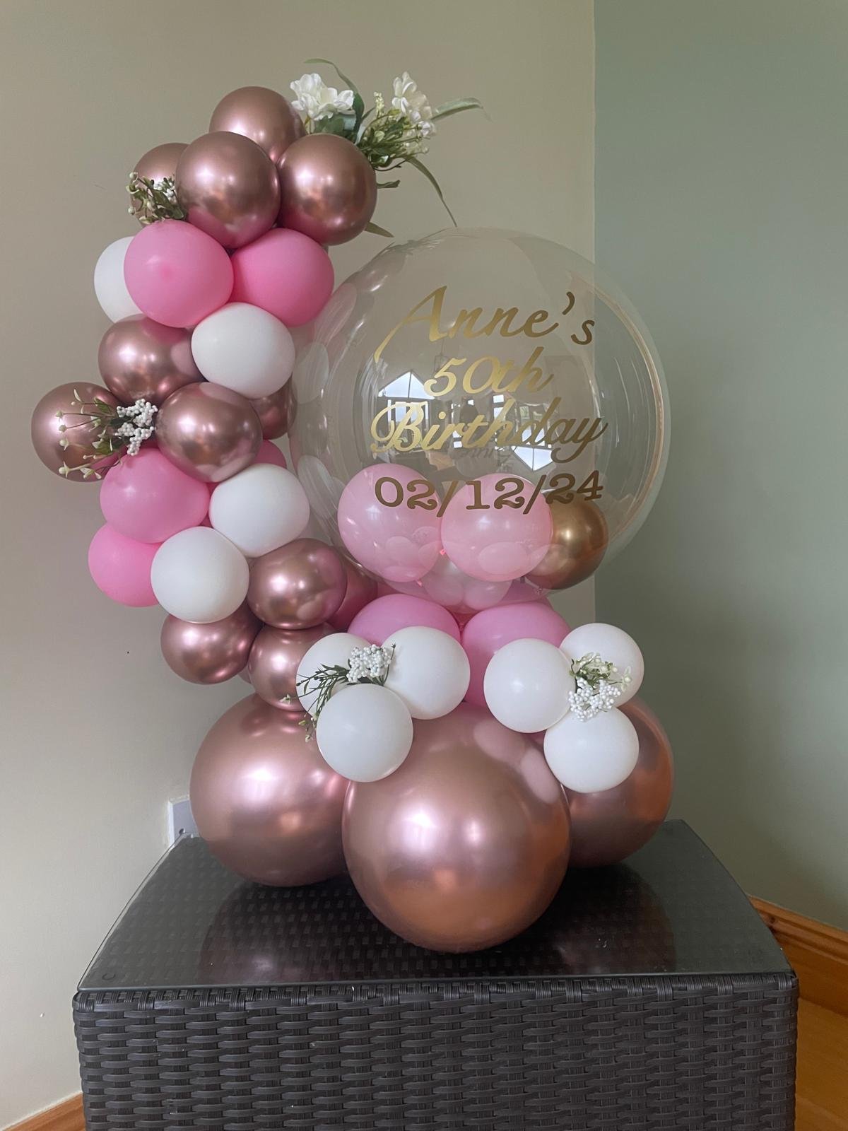 ITEM #1
€55
Personalised balloon hug for a 50th birthday.