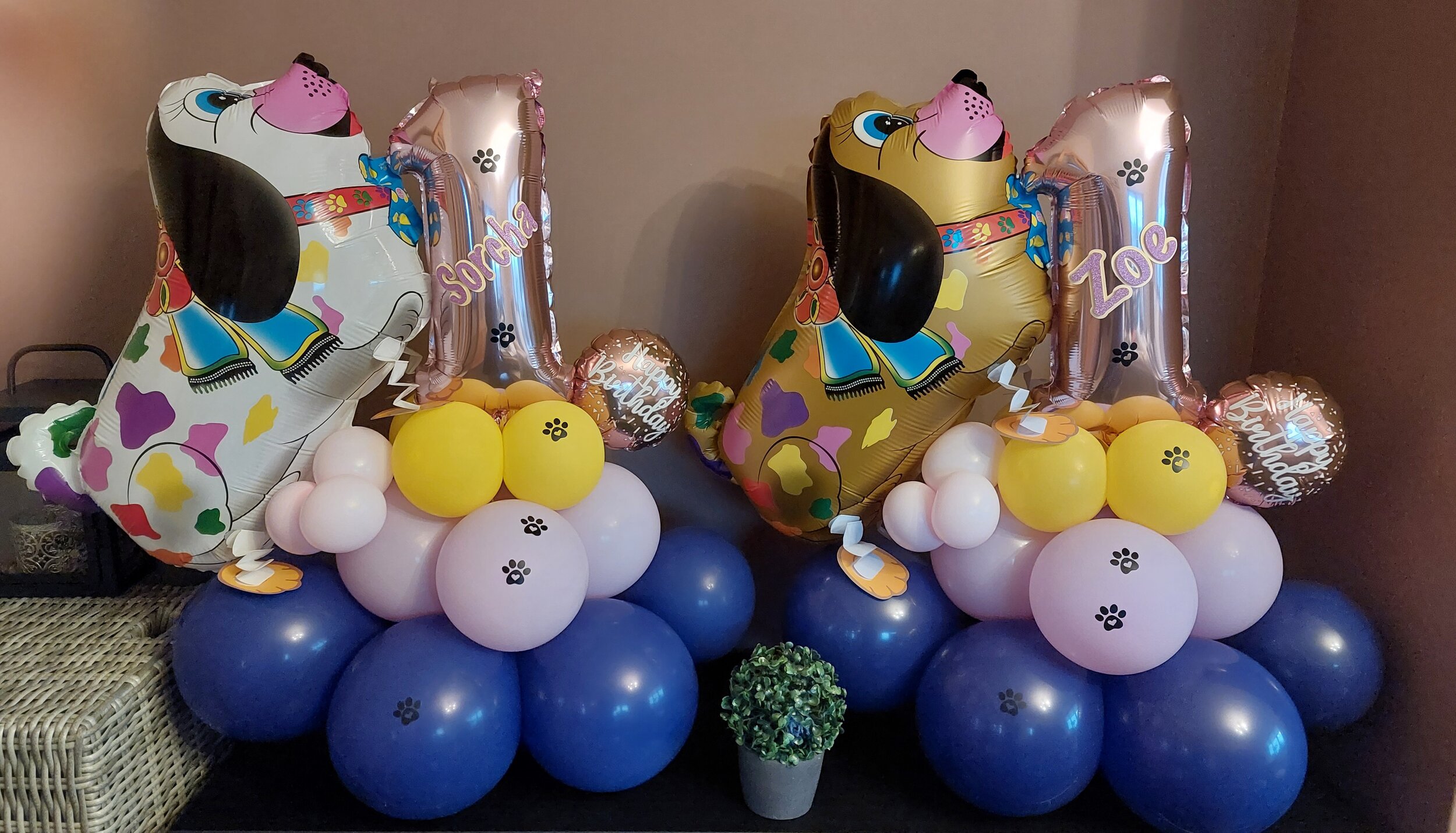 ITEM #63
€40 each
Personalised mini dog balloon display (available in white or gold).