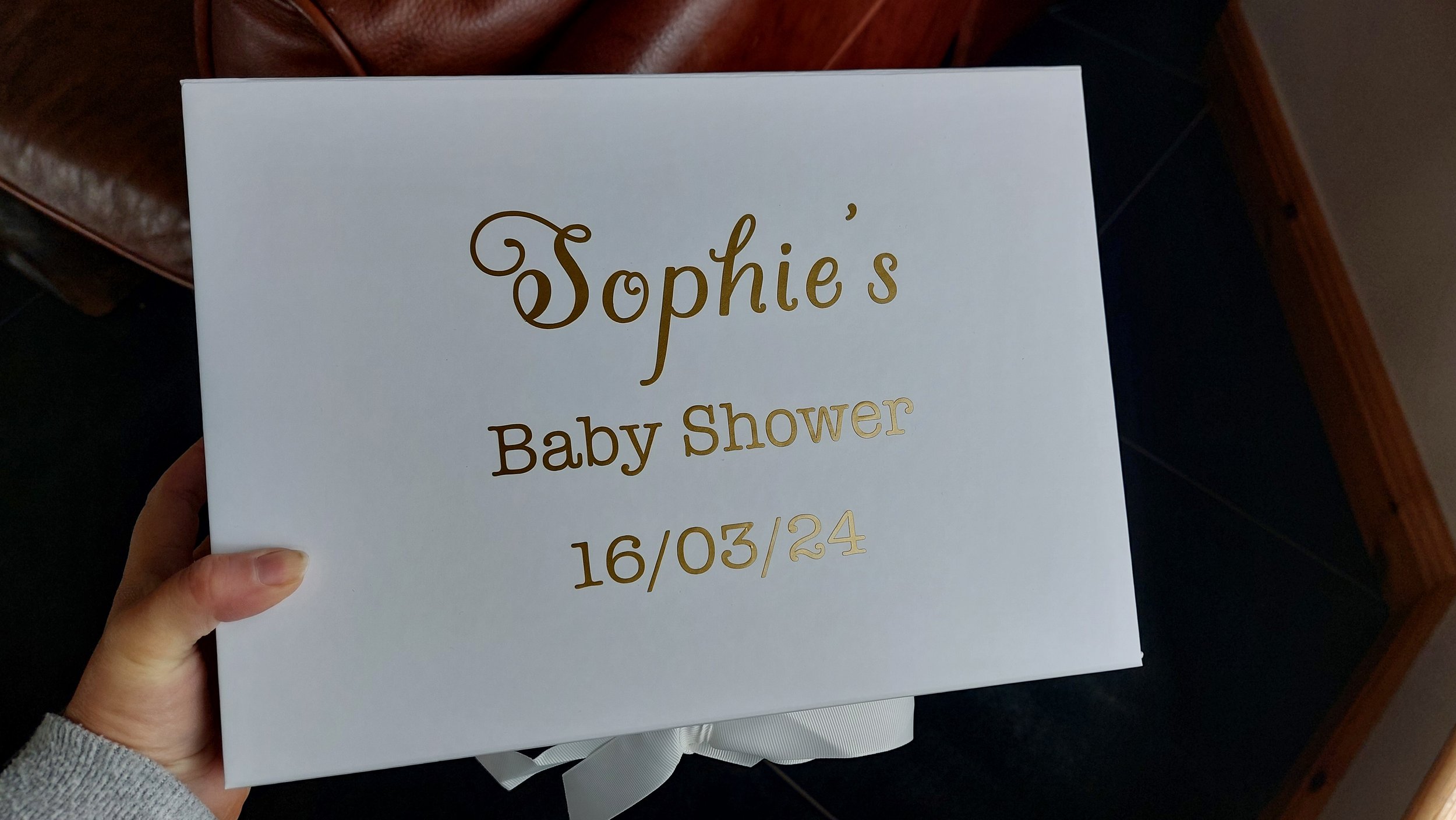 ITEM #56
€14 for just the box. (prices may vary based on contents)
Personalised Baby Shower box with customized contents.
