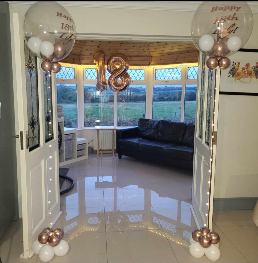 ITEM #32
€35 per bubble balloon (including lights) and €12.50 per number balloon.
Birthday balloon set up (customizable)