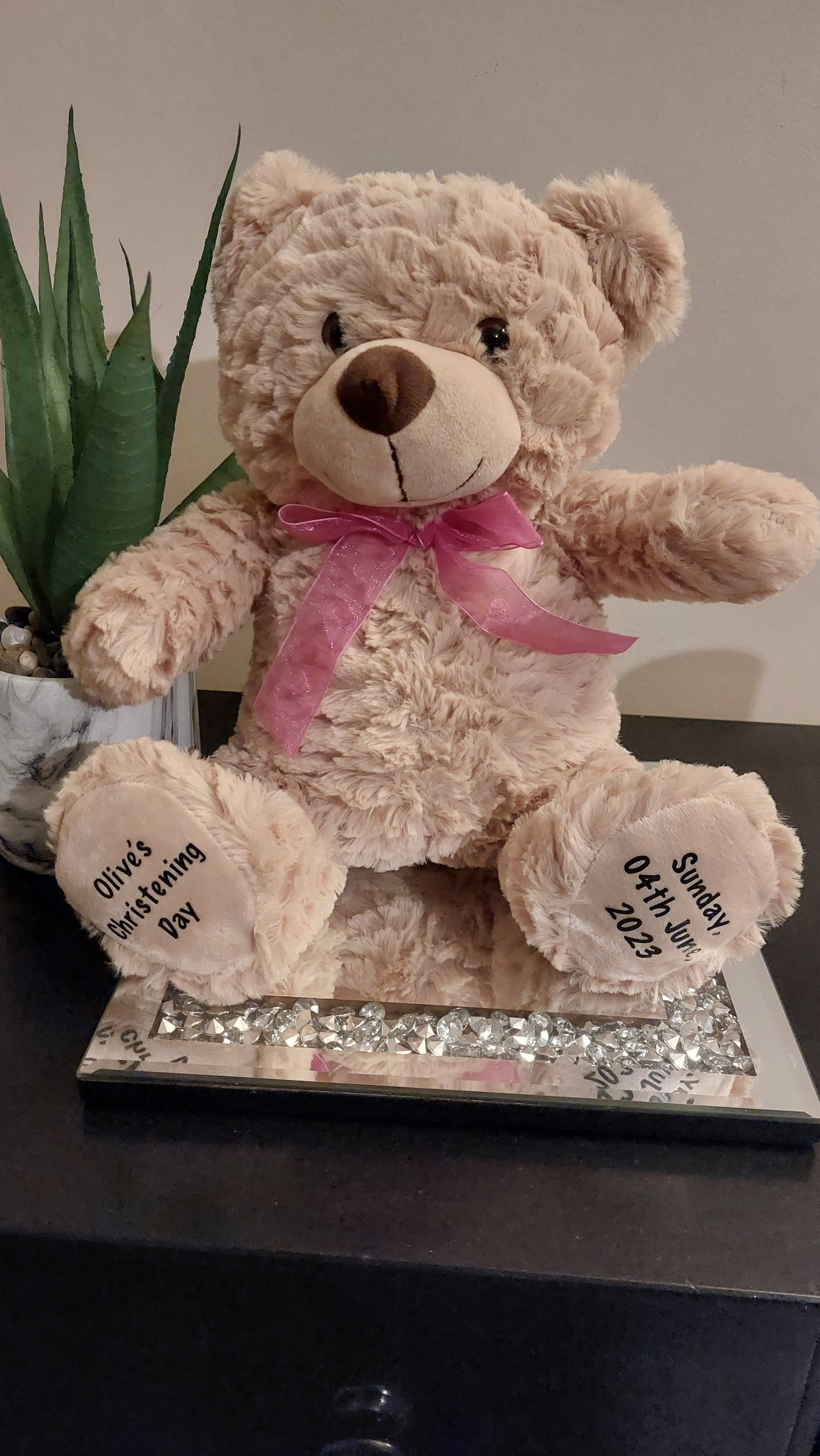 ITEM #69
€24
Personalised teddy with pink bow.