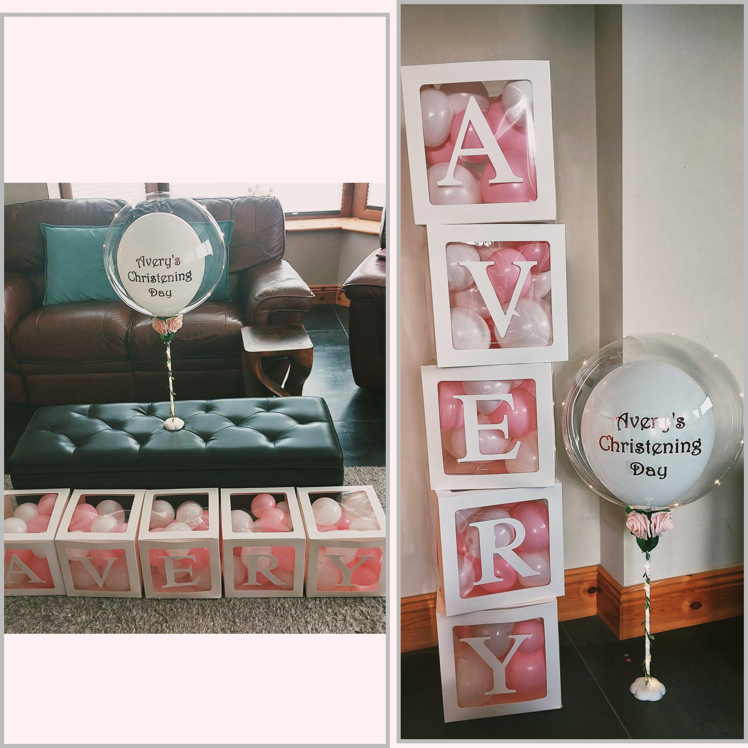 ITEM #66
€10 per box €28 for bubble balloon.
Personalised light up bubble balloon with custom balloon filled boxes.