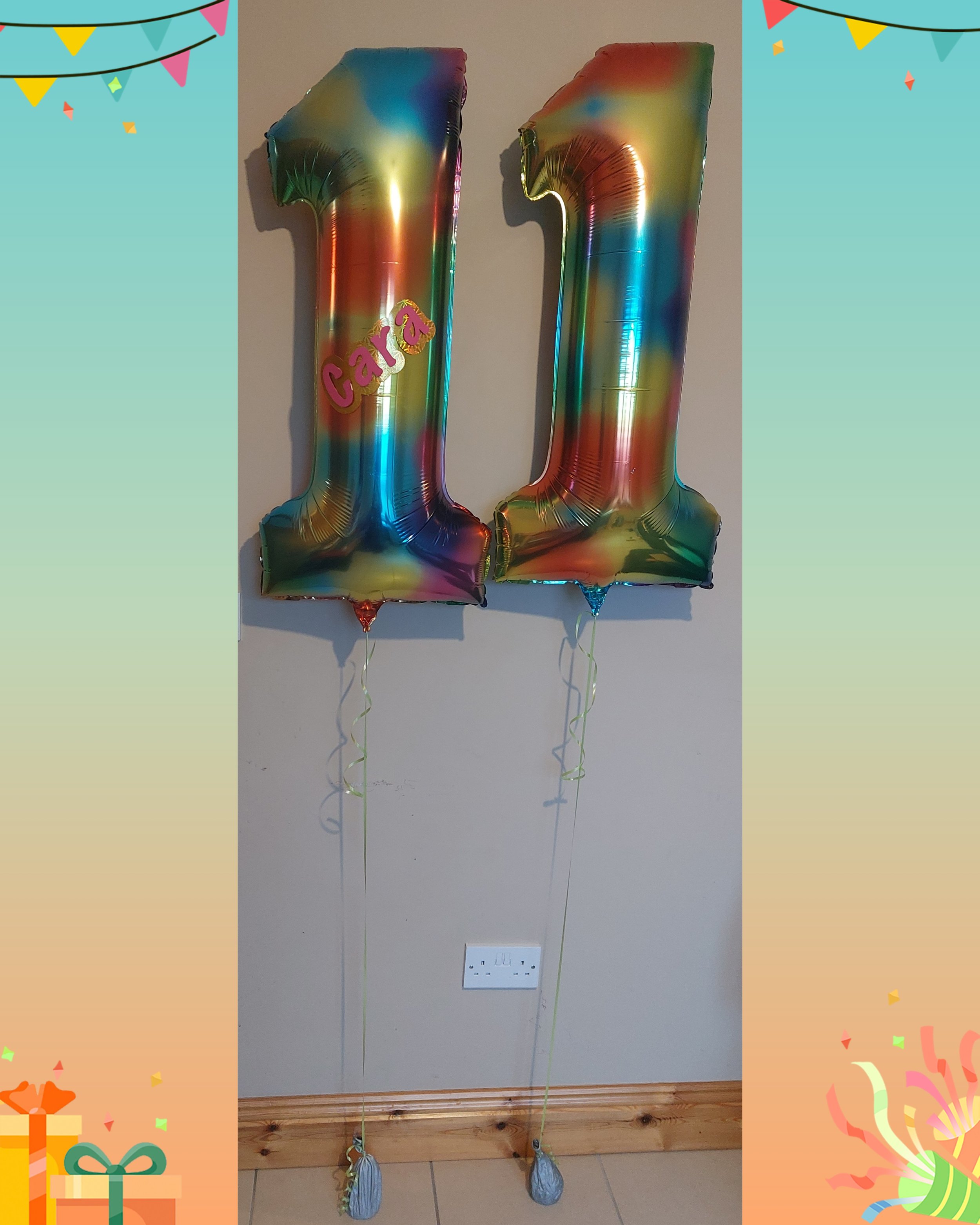 ITEM #57
€12.50 per number balloon. (personalise +€5)
Personalised helium filled number balloons.