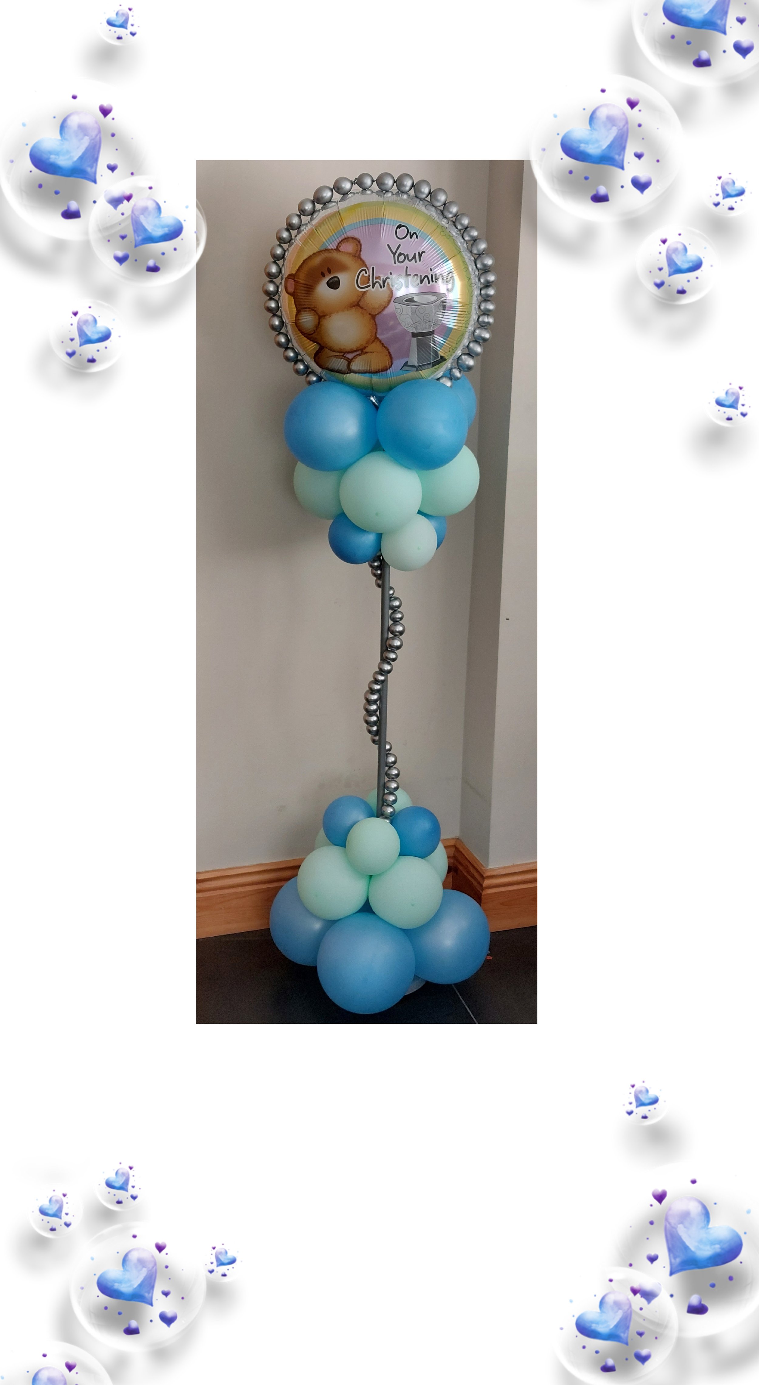ITEM #96
€65
Personalised Christening tall balloon display including extendable pole.