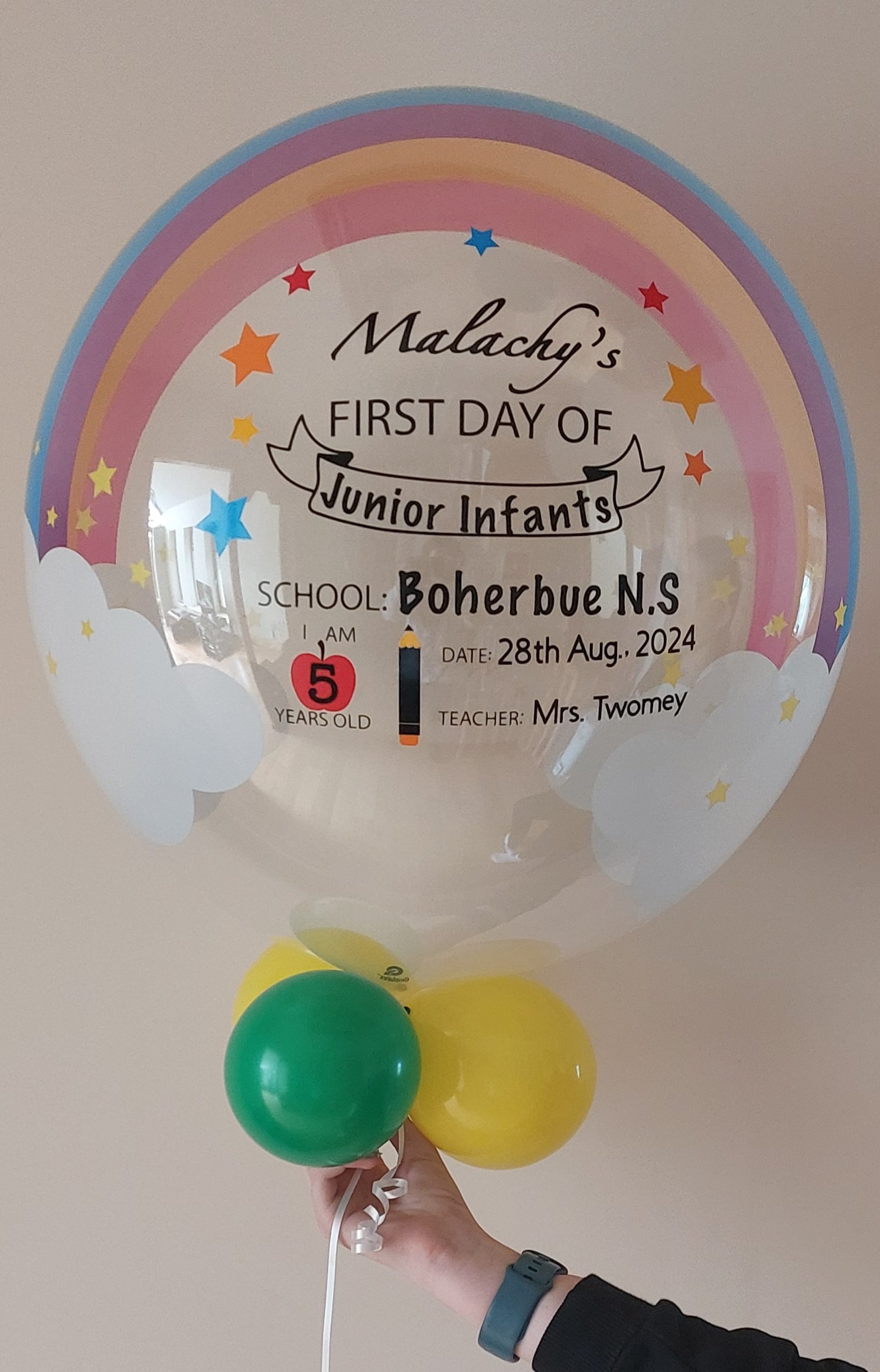 ITEM #2
€25
Personalised First day of school bubble balloon.