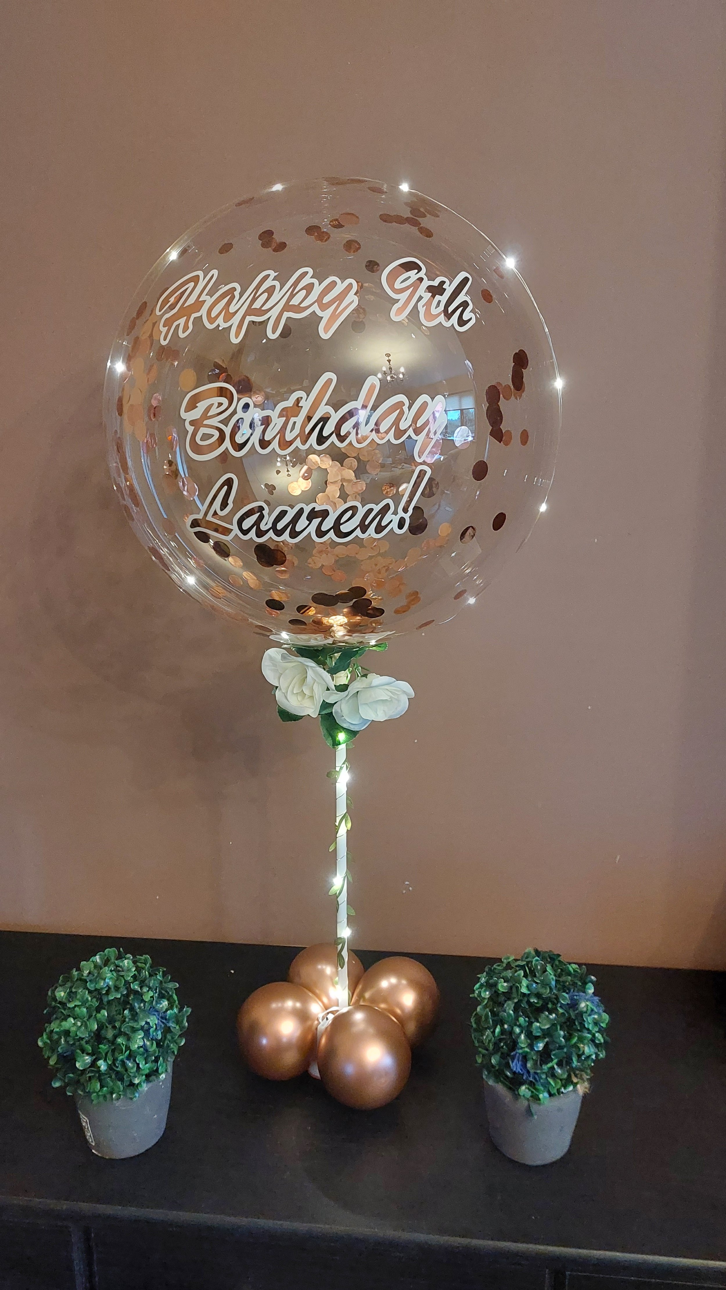 ITEM #16
€26
Personalised bubble balloon with confetti and roses. (Light up)