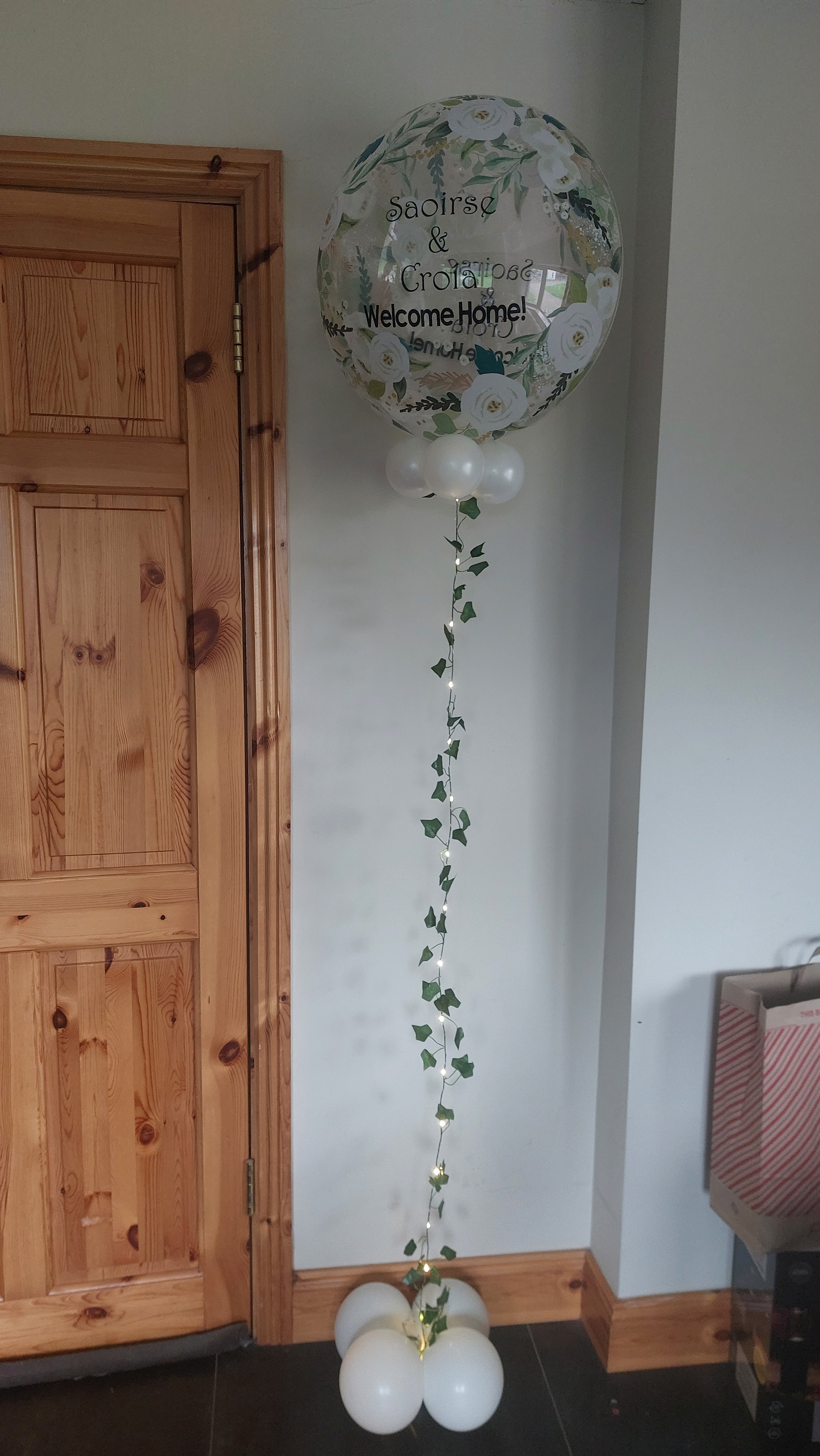 ITEM #12
€30
Personalised bubble balloon with lights and ivy.