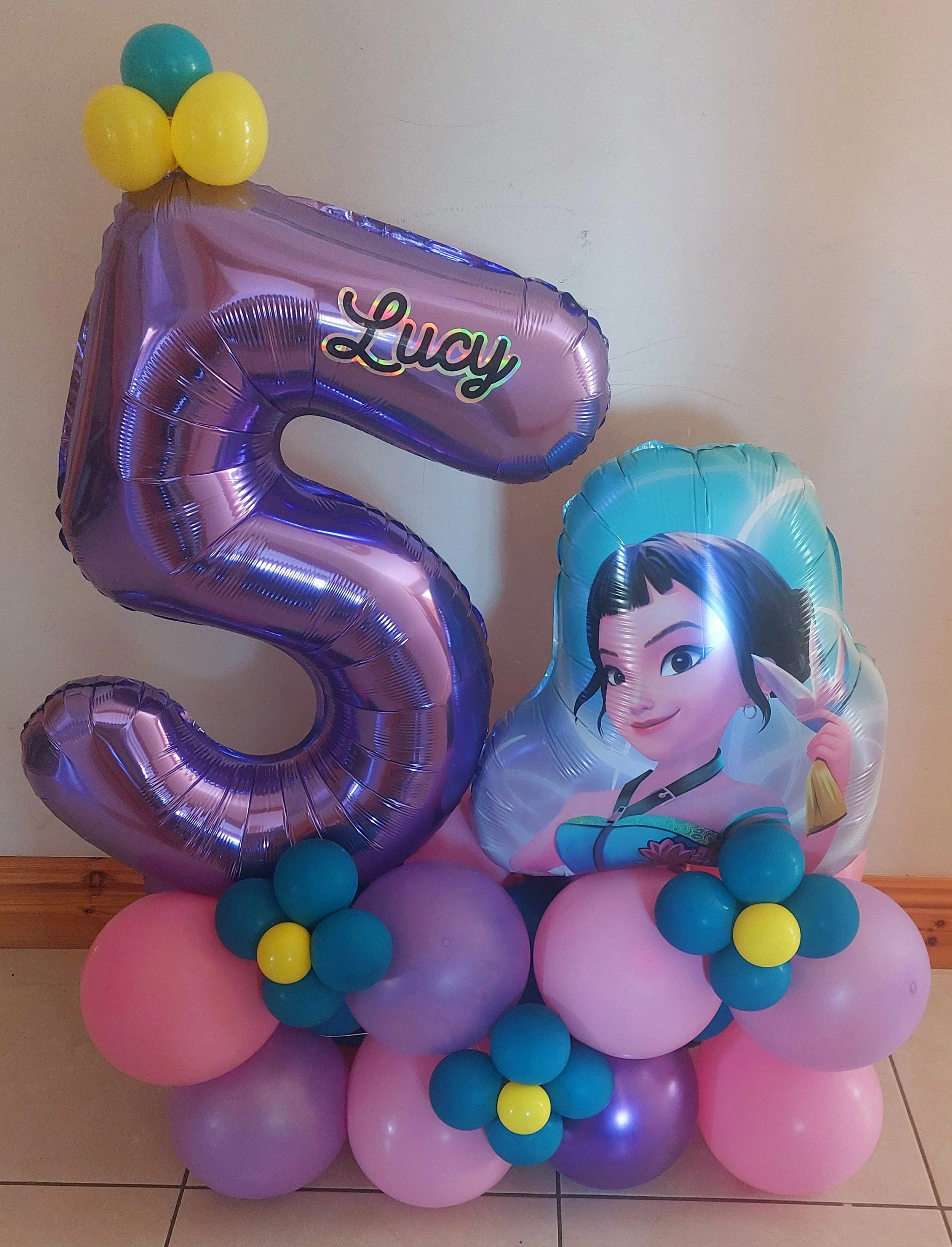 ITEM #175 --- Kpop demon hunters balloon display with large number.