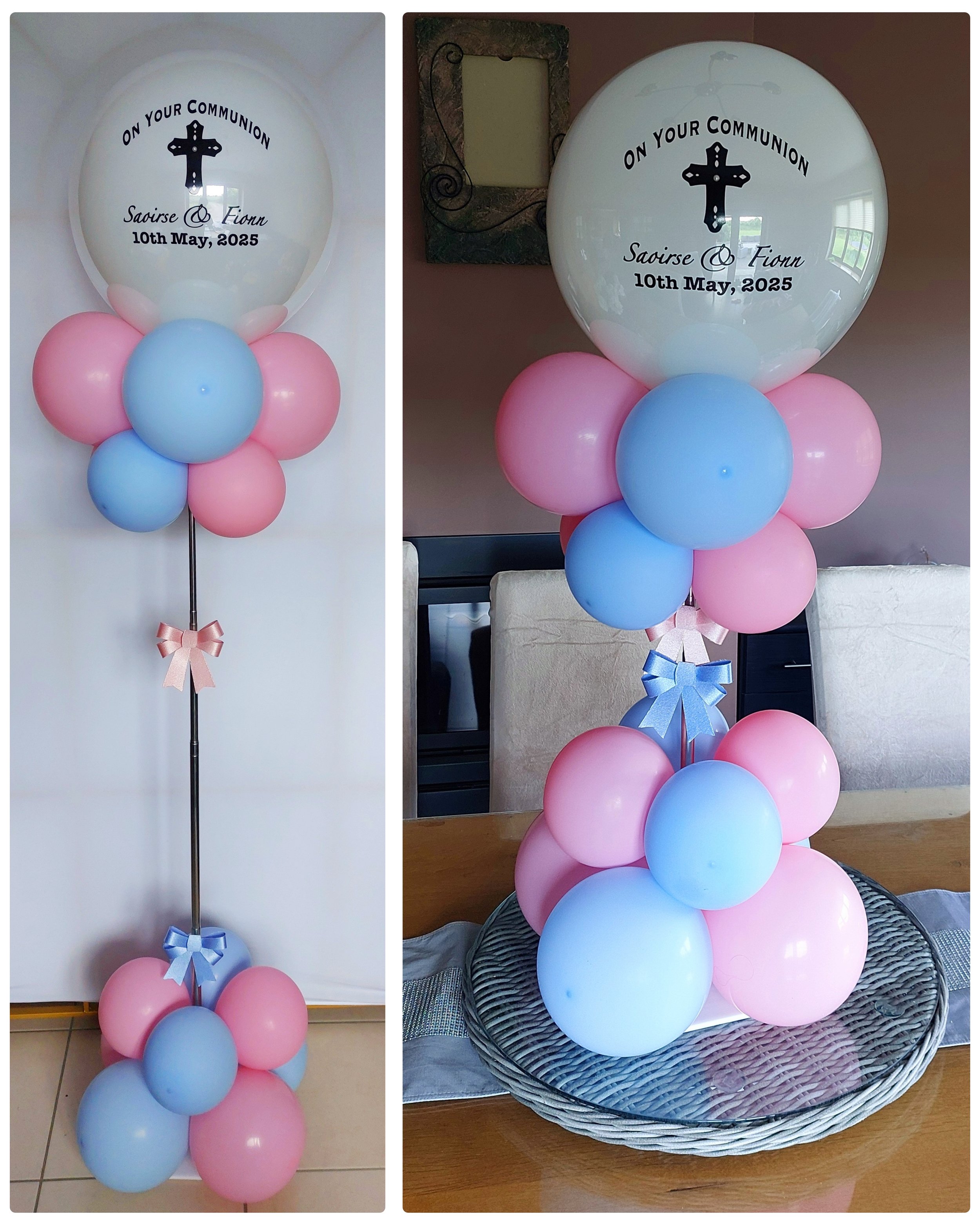 ITEM #61
€50
Extendable personalised floor to table display with bows (pink).