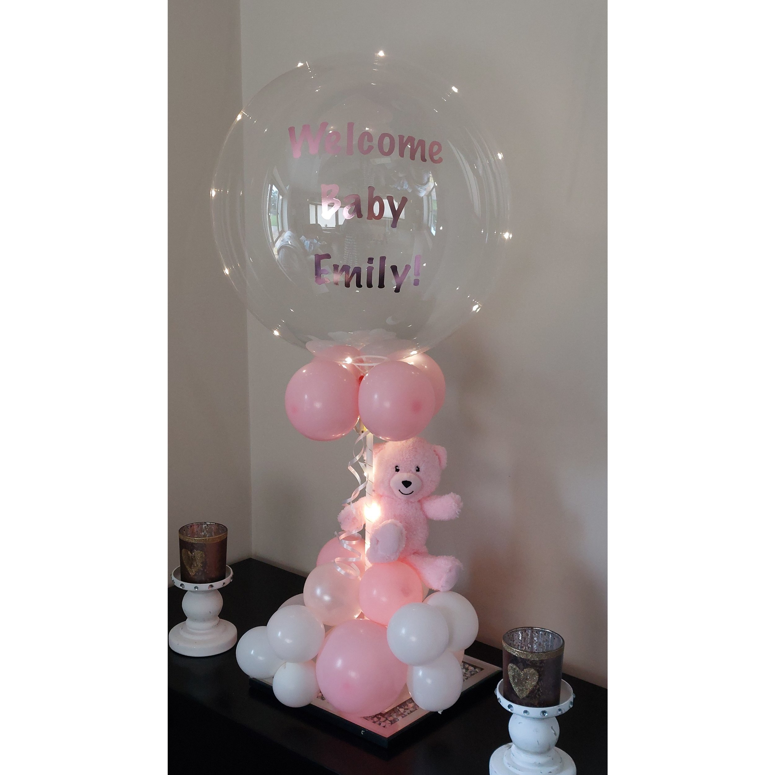 ITEM #94
€35
Personalised light up bubble balloon with mini balloons and teddy.