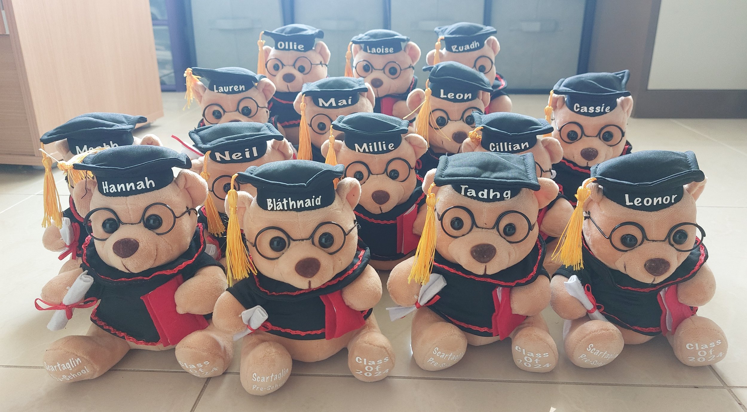 ITEM #13
€12 each
Personalised graduation bears gift for a class in preschool.