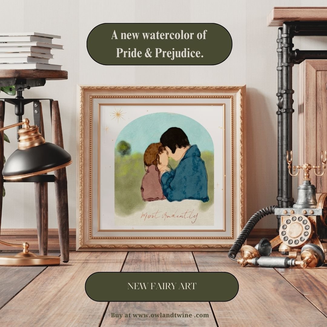 🌿🎨 Introducing our latest watercolor creation: "Pride and Prejudice Cottagecore Romance"! 💕
