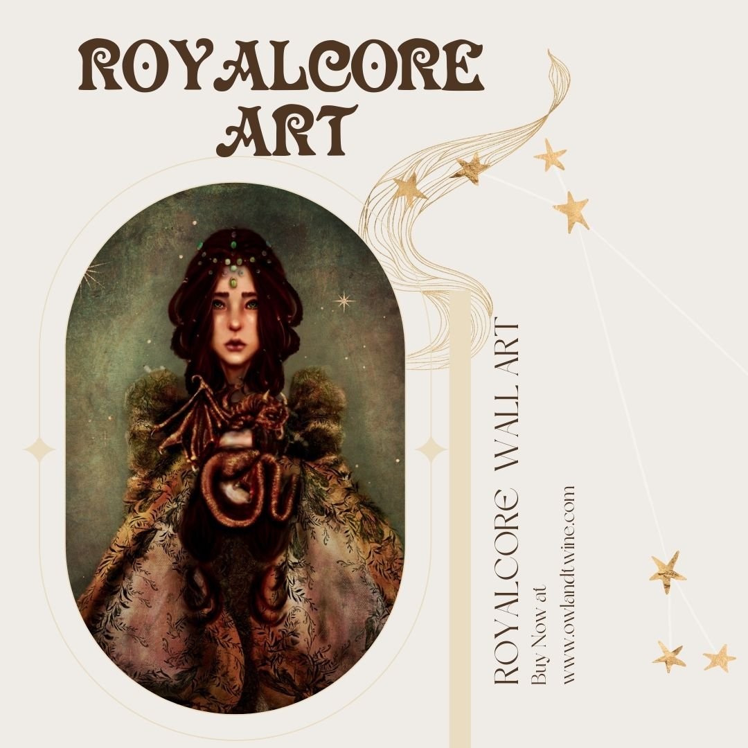 Add Royalcore drama to your walls with new high fantasy painting “A Damseland Her Dragon”
