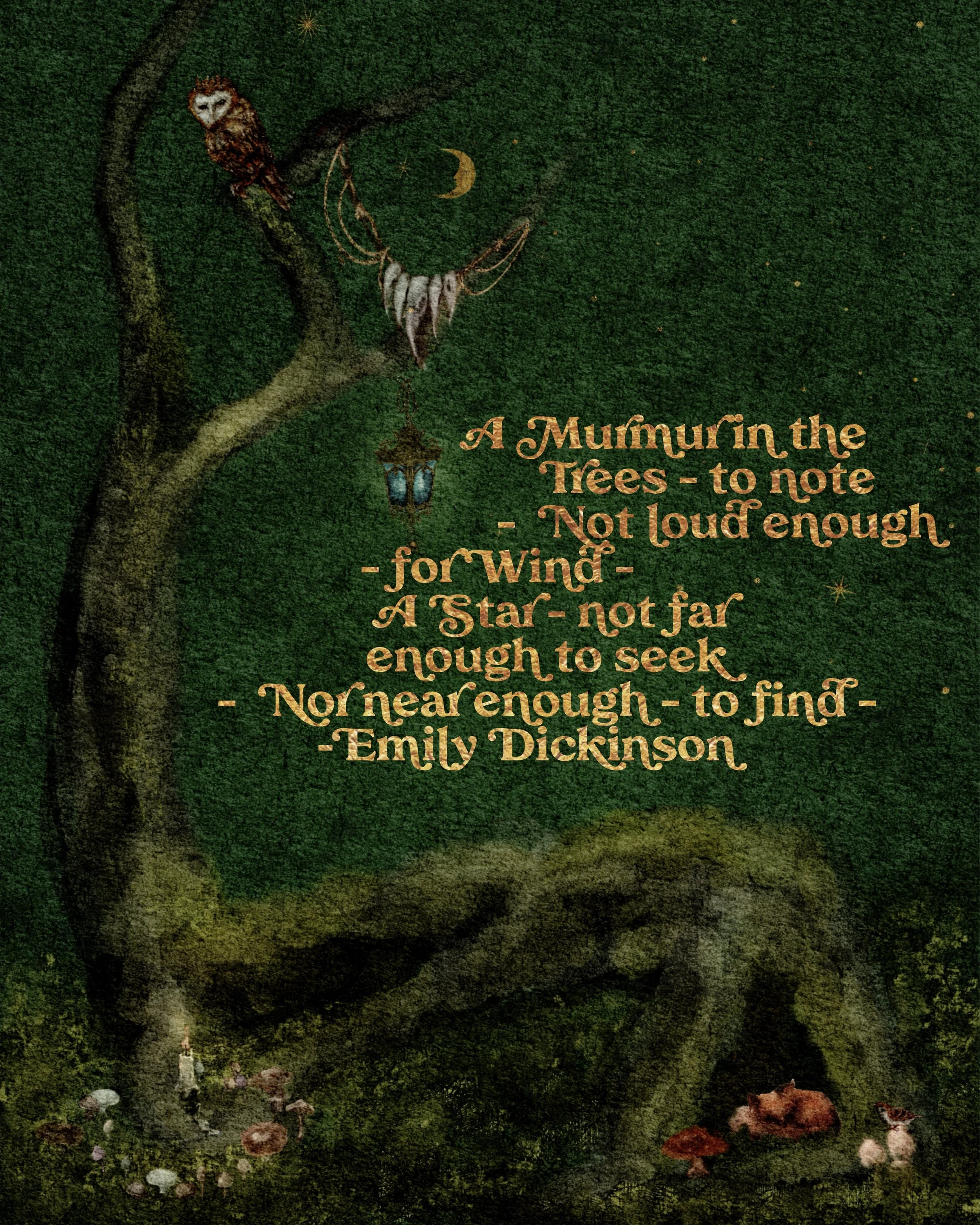 Goblincore Watercolor Emily Dickinson Painting