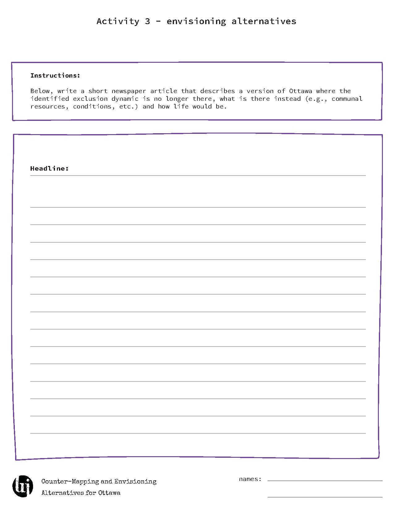 Activity 3: envisioning alternatives