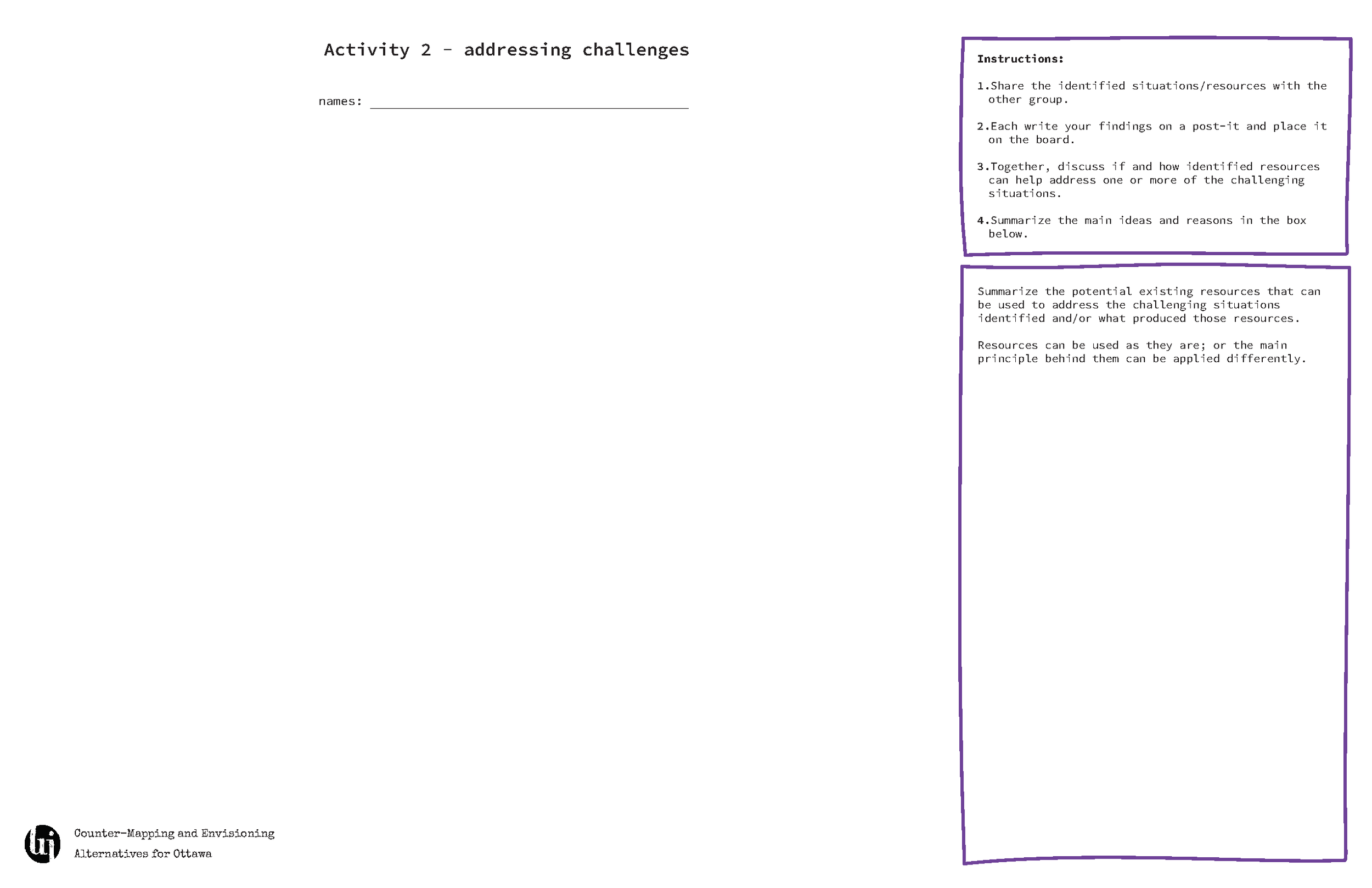 Activity 2: addressing challenges