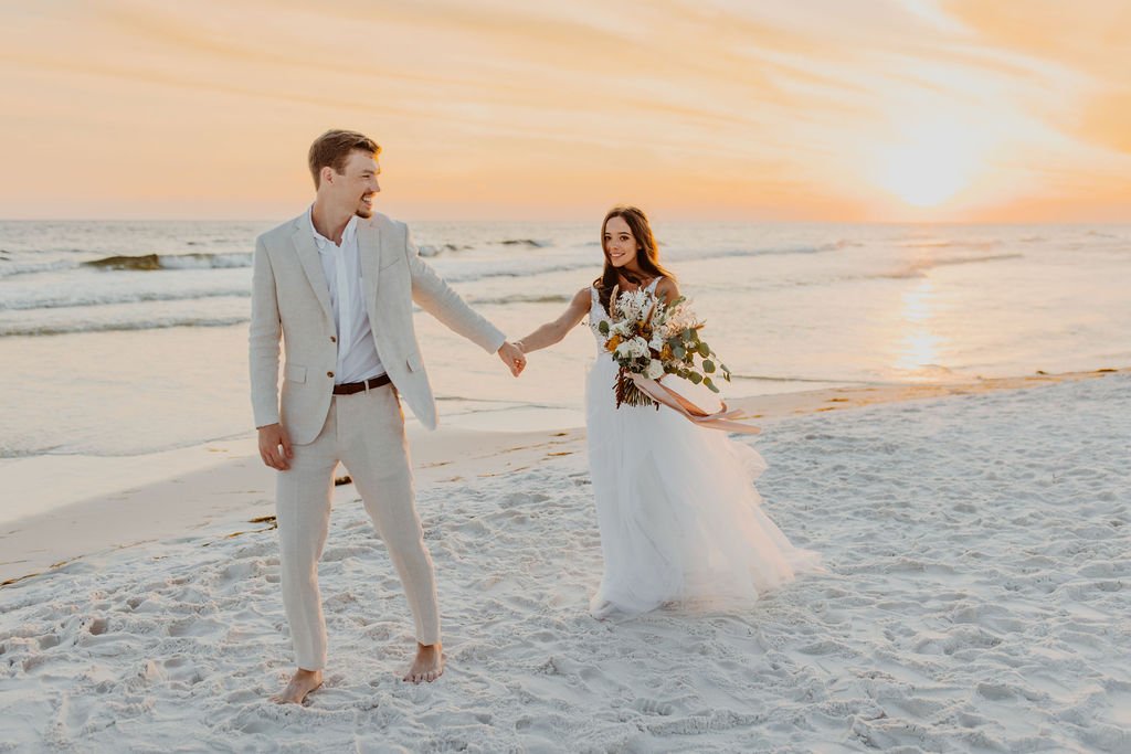 sunset beach wedding photo