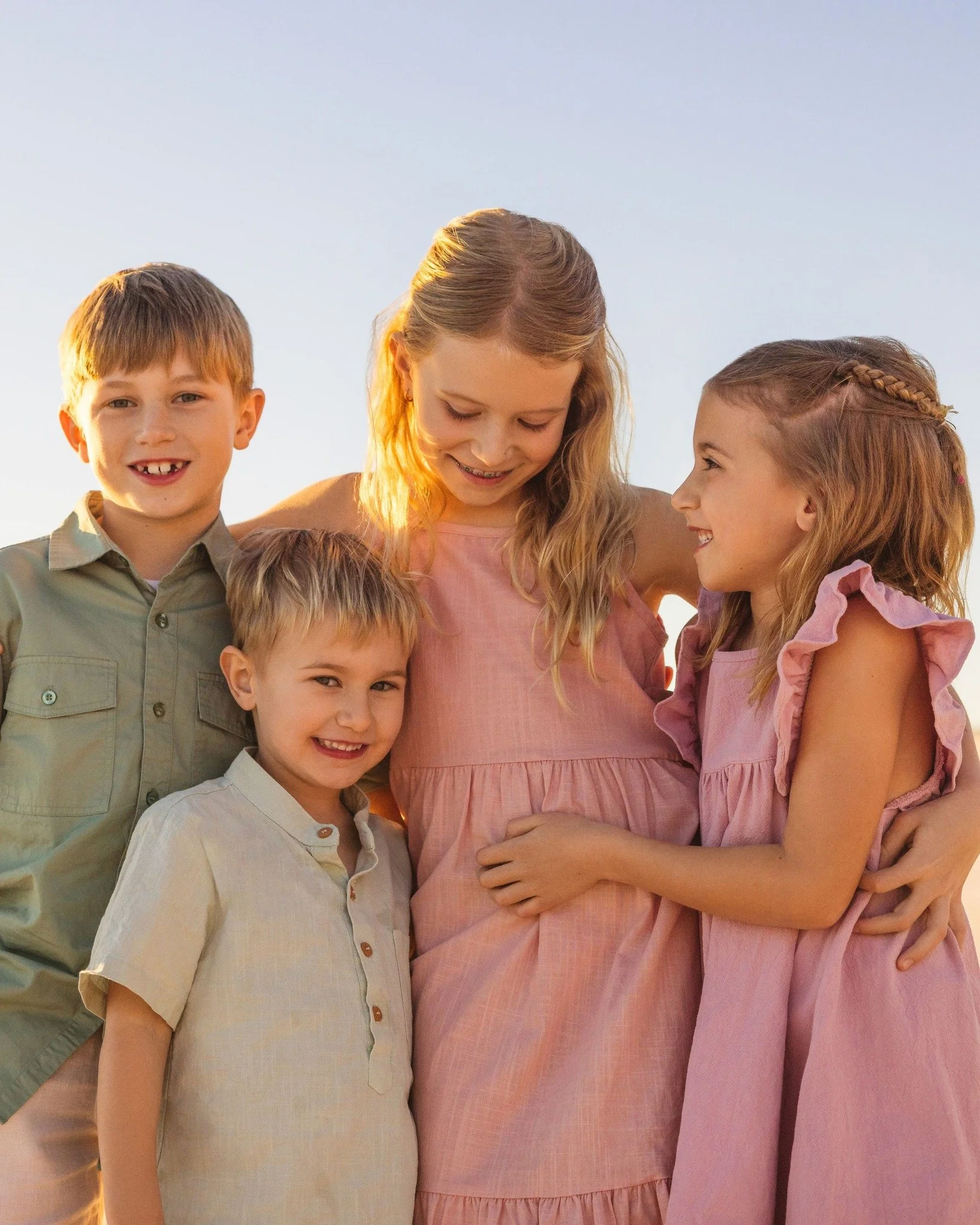 One day these cousins are going to look back and remember that evening&mdash;running around together on the beach, full of laughter, sandy feet, and the kind of joy only family can create.

They brought all the love, and their soft muted pinks, green