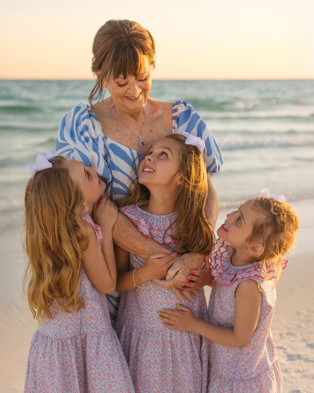 Just a mom, her three sons and daughter in loves, and six beautiful grandkids, together on a gorgeous evening on Miramar Beach.