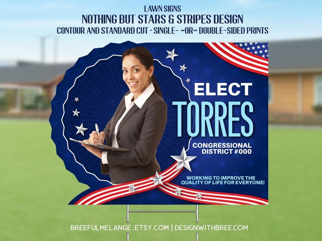 Your campaign is unique like a star! Make a statement that resonates with voters and supporters alike. Let your message soar high and proud with Breeful's Nothing But Stars and Stripes Campaign Yard Sign. Use Breeful for unique die-cut, double sided 