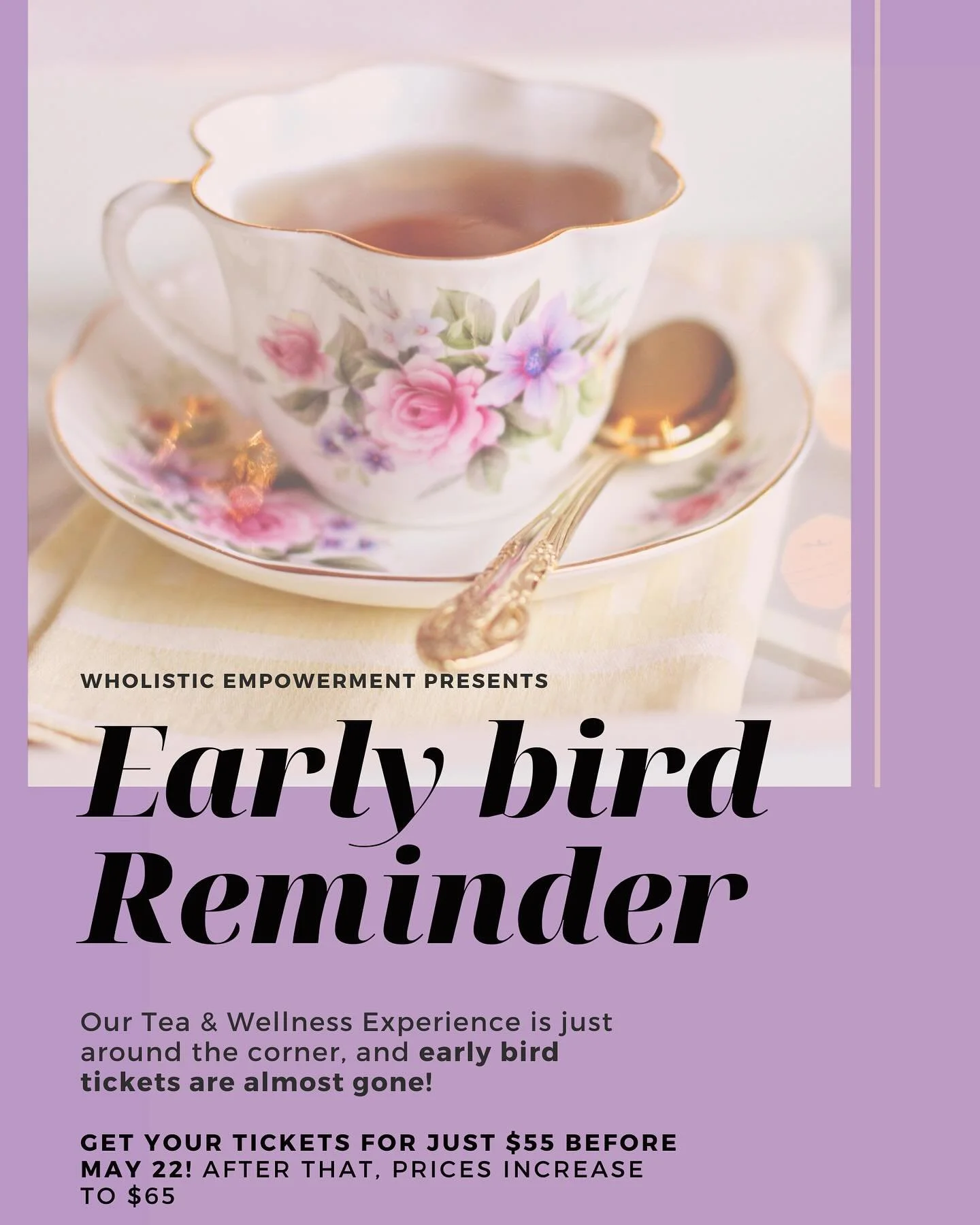 ✨ Get your ticket for just $55 before May 22- after that, they increase to $65.
🌿 Don&rsquo;t miss out on:
	&bull;	Exquisite teas &amp; gourmet bites
	&bull;	Terpene-infused omelettes from a private chef
	&bull;	laughter &amp; women&rsquo;s wellness