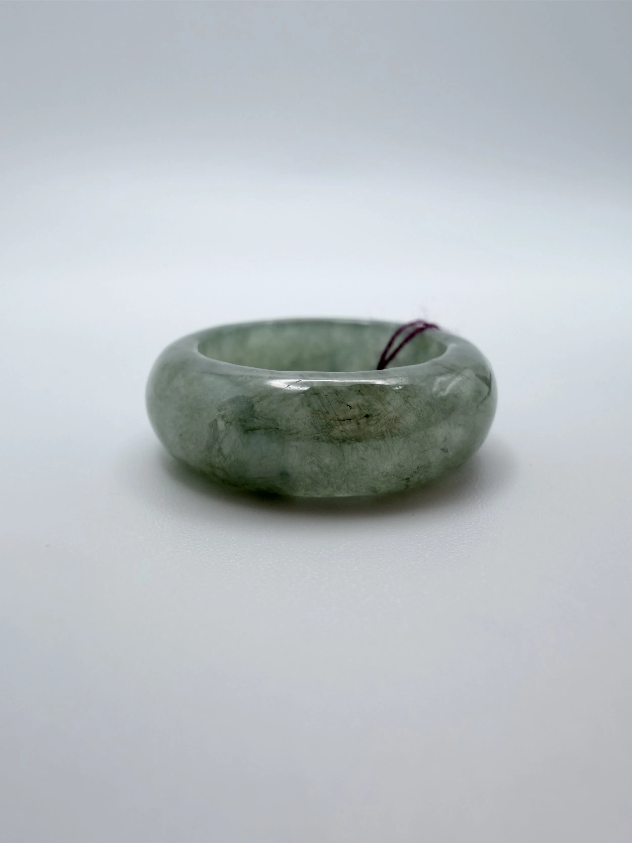 7mm All Natural Light Green Rounded Jade Ring