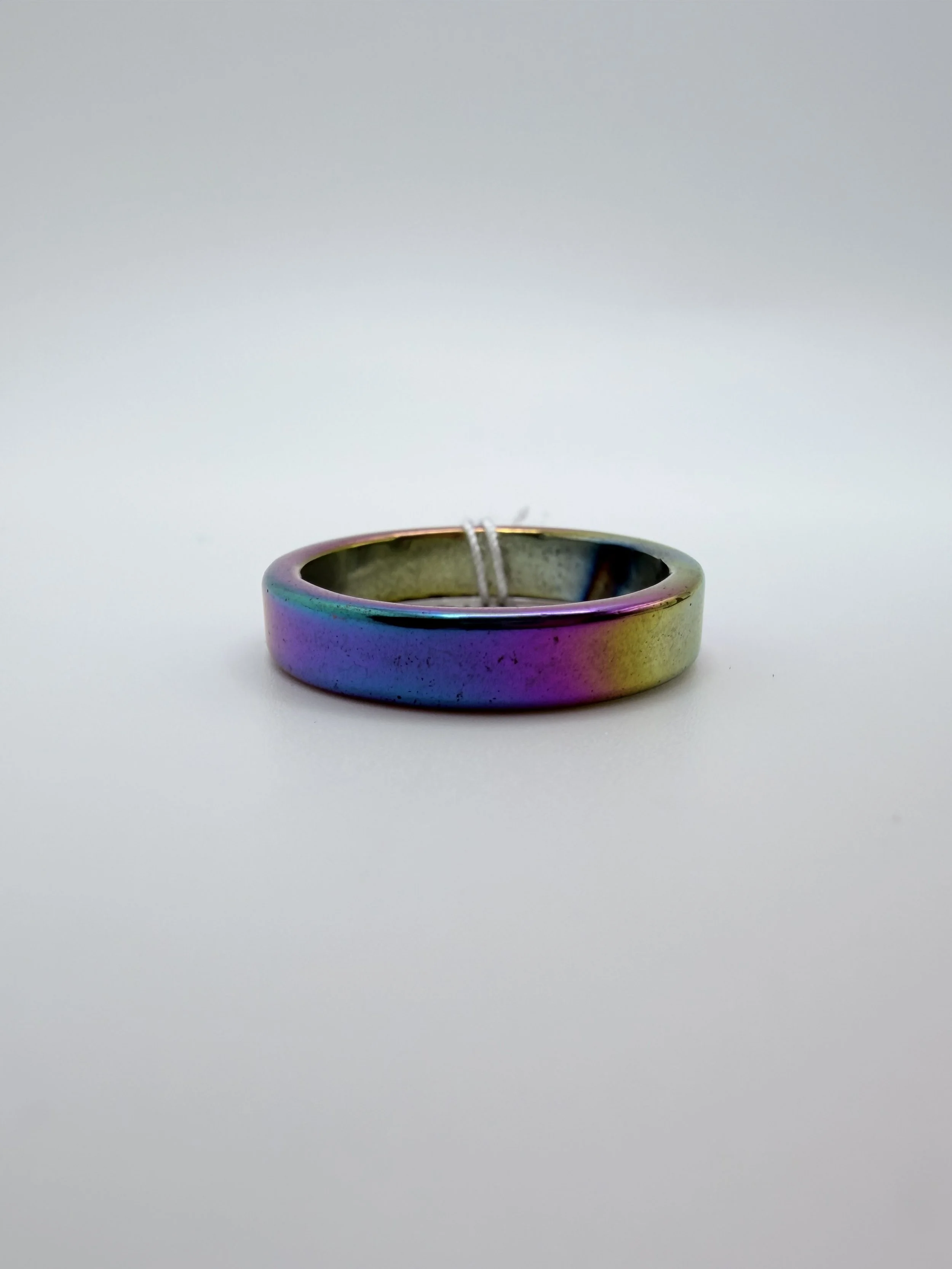 5mm Iridescent Hematite Square Band Ring