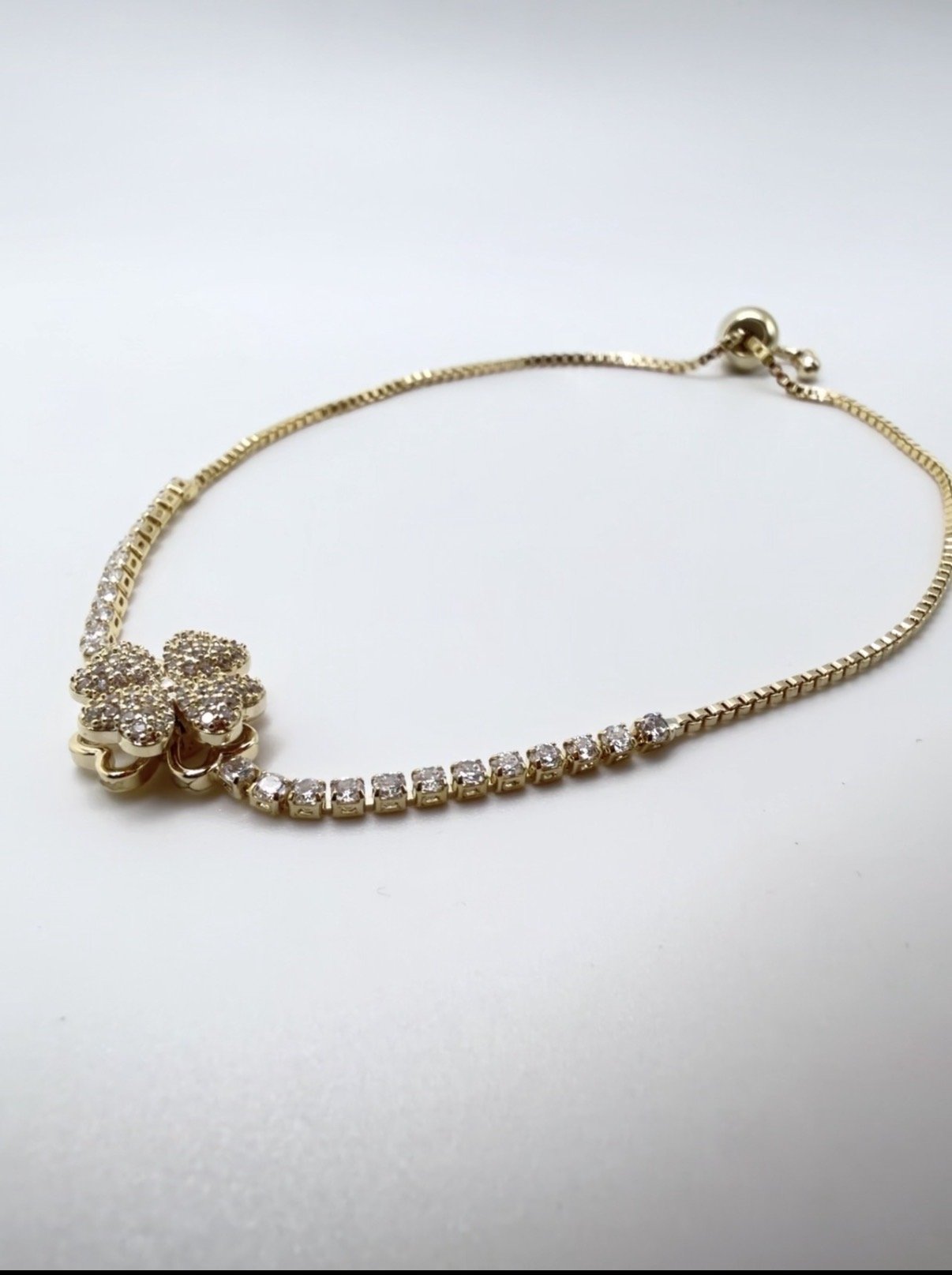 Sterling Silver Gold Fidget Clover with Cubic Zirconia