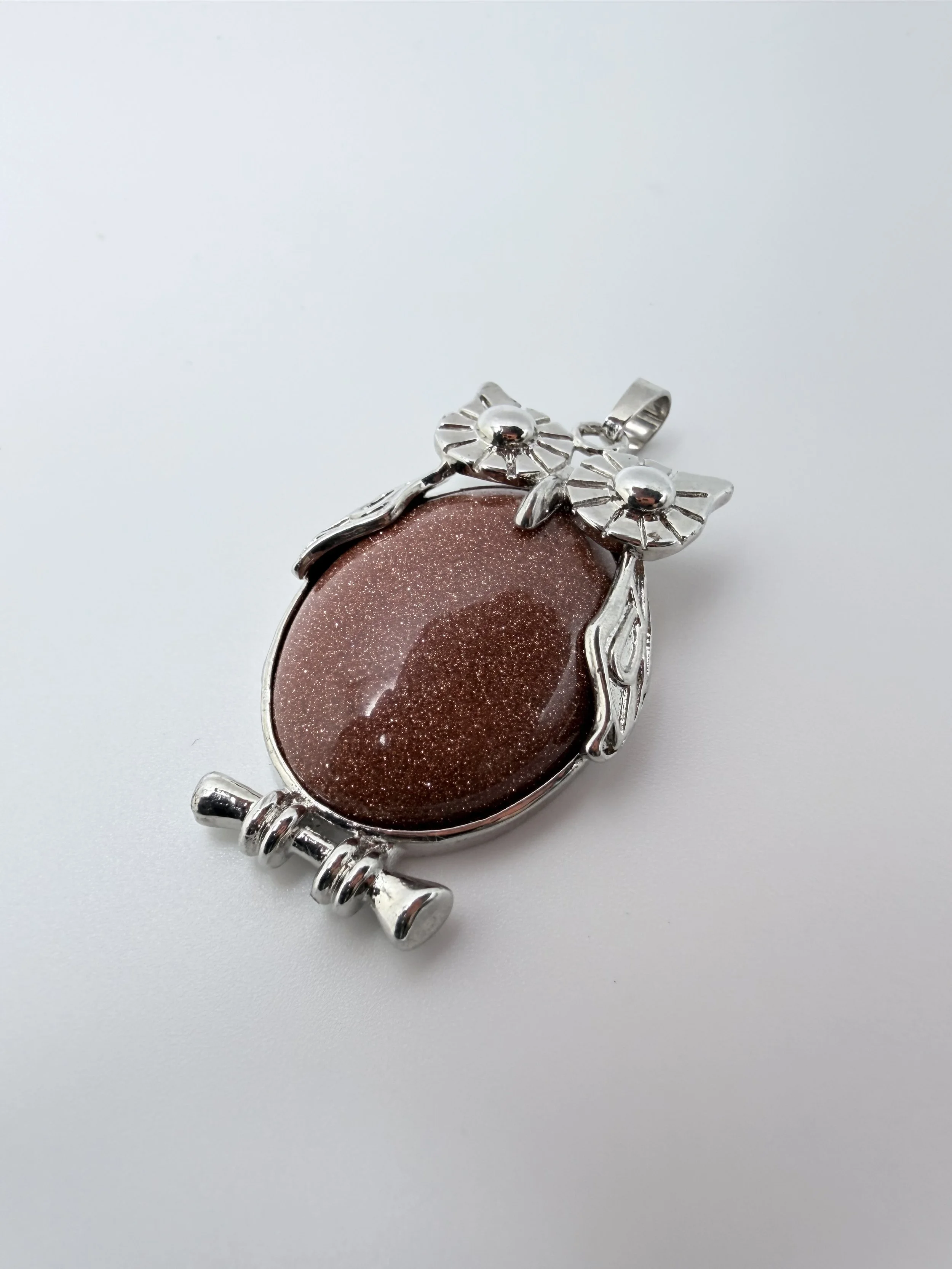 Owl Shaped Goldstone Pendent