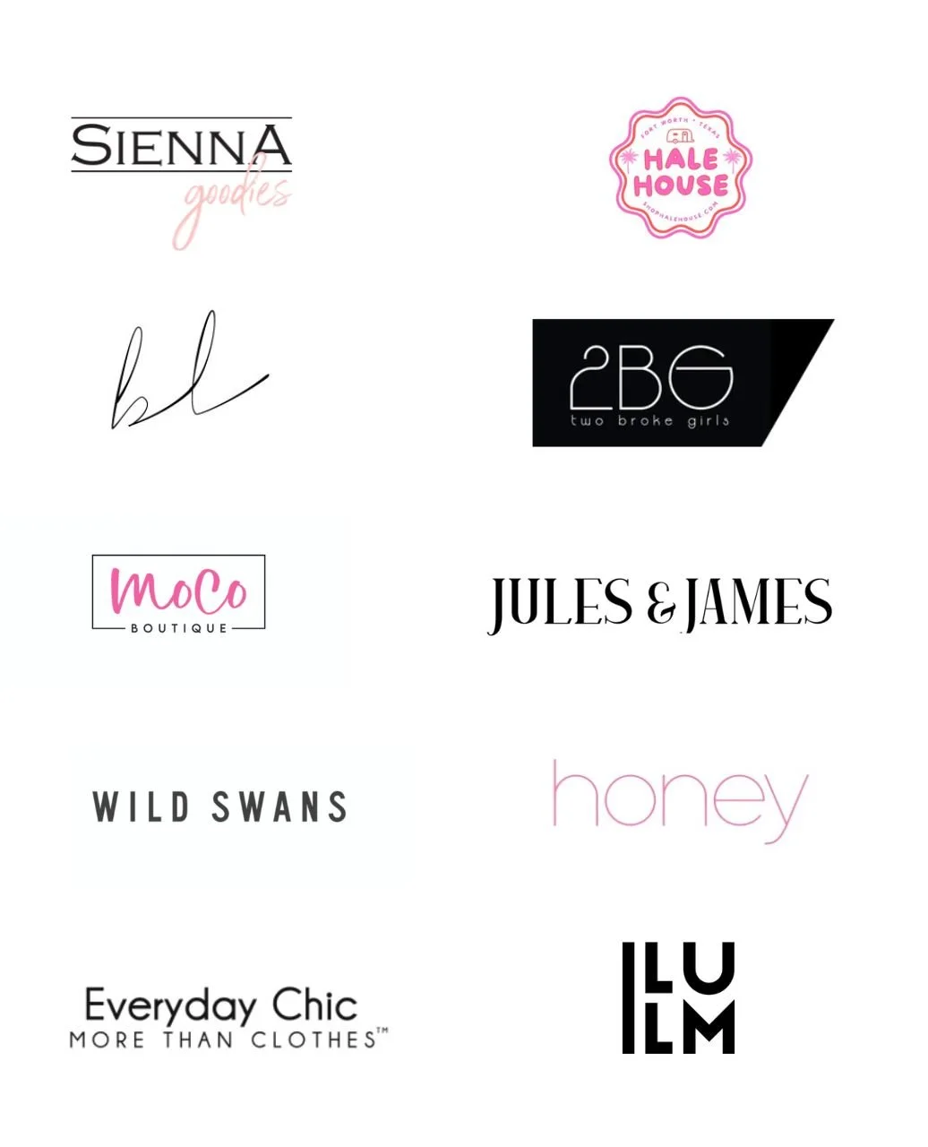 Logos from boutiques using FAVES