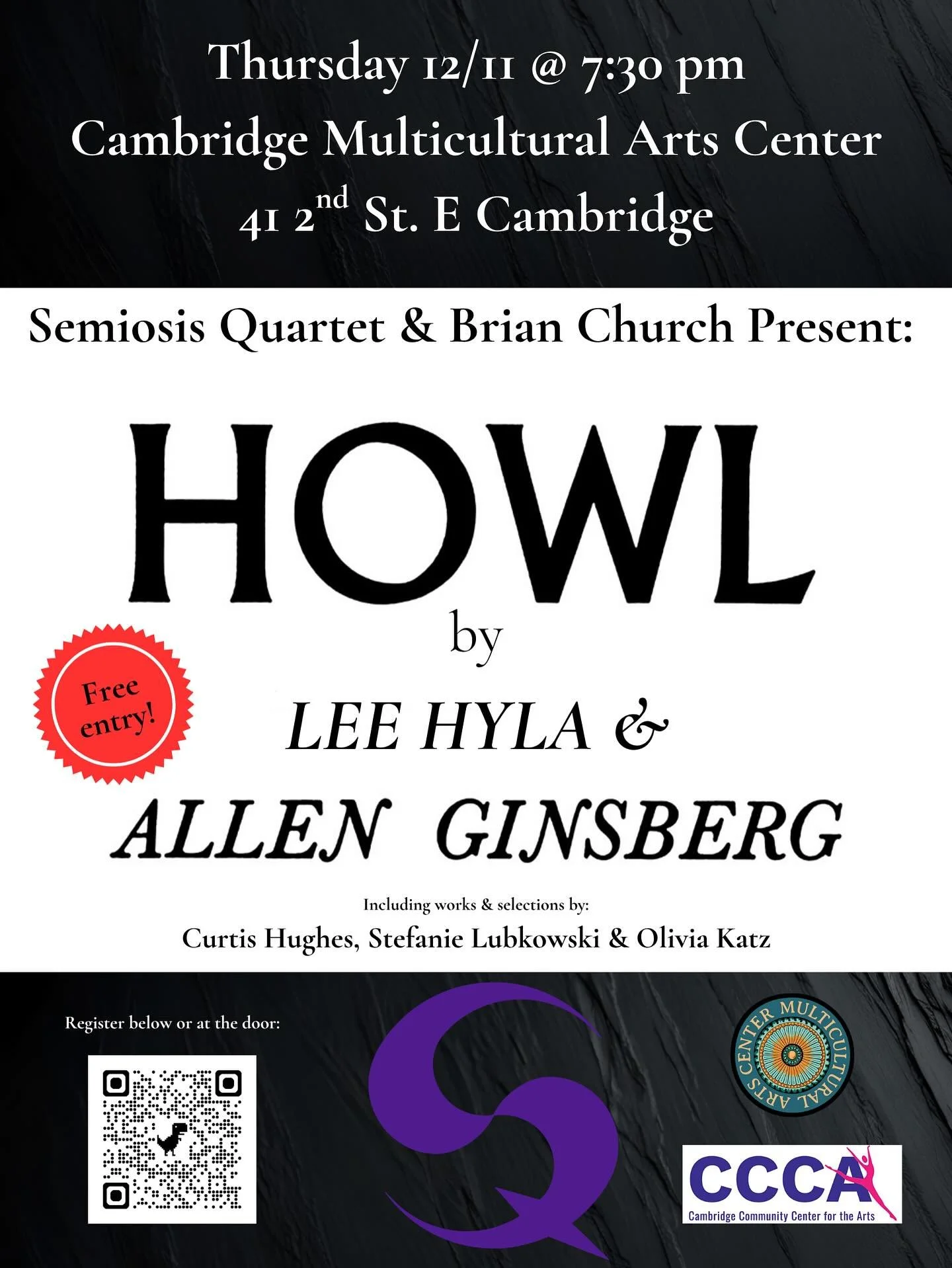 We can&rsquo;t wait for Brian Church to join us for this epic show! Lee Hyla&rsquo;s Howl for narrator and string quartet, @stefanielubkowski &ldquo;this is the light of autumn,&rdquo;. @curtiscomposer String Quartet No 2 (a selection), and @olivia.k