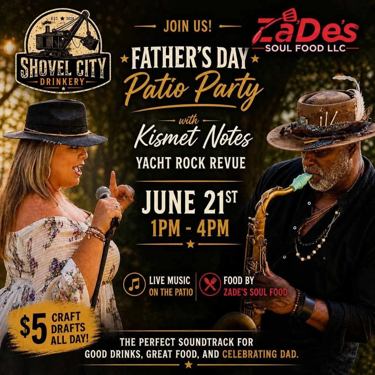 LIVE Music Patio Party w/Kismet Notes "Yacht Rock Revue" &amp; Zade’s Soul Food Truck