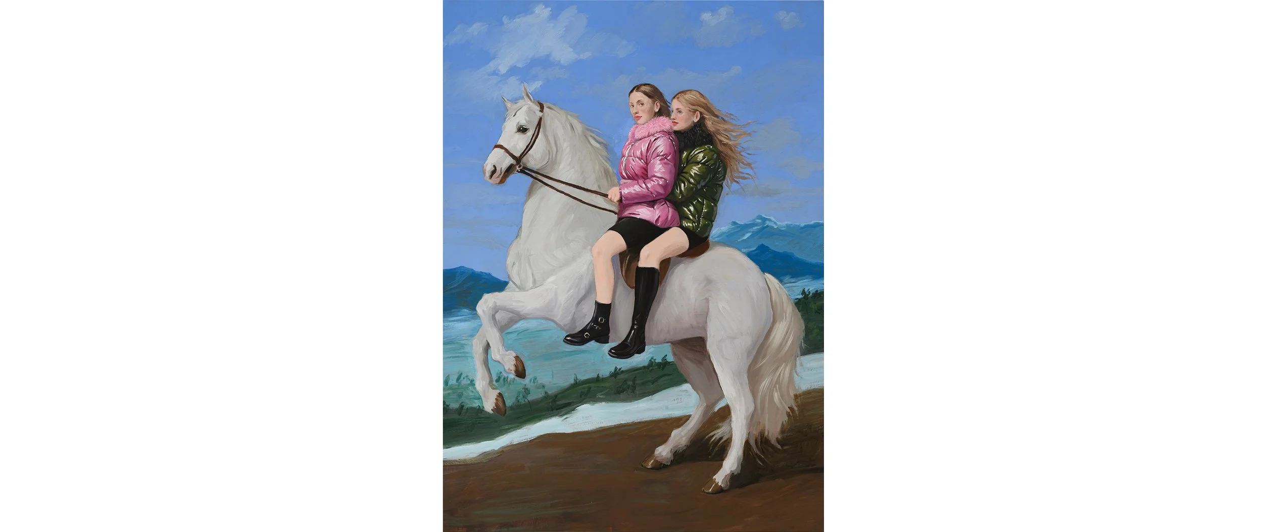 Nieves González "Salir a robar caballos - Go out to steal horses", 2026, Oil on canvas, 76 3/4 x 55 1/8 in., 195 x 140 cm.