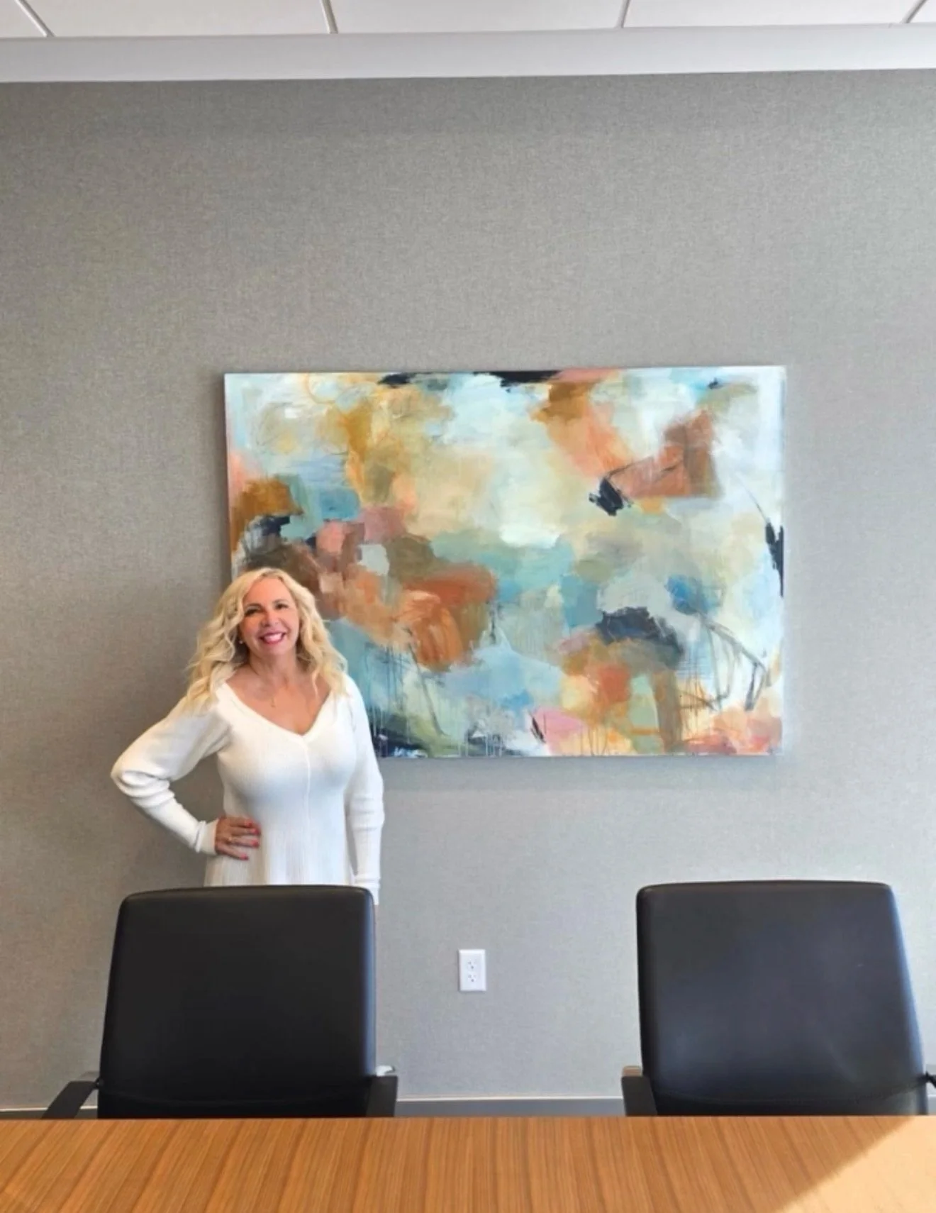 &ldquo;Whispers of a Stone&rdquo; now hangs in a law office located in downtown Cincinnati. Thank you to @spanoslitsa and her team at @adctineart for making this possible.  You are the best! 
.
#cinci
#cincinatti 
#contemporyart 
#abstractpaintings 
