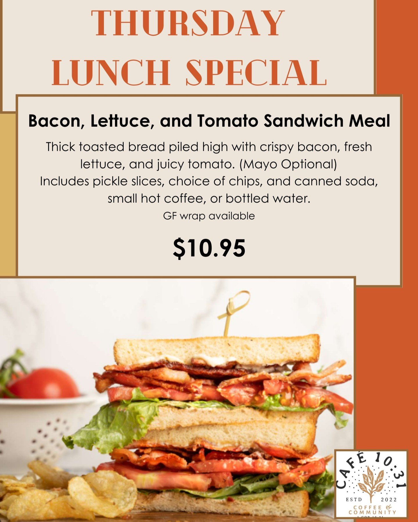 Just one day away!!!! 

#cafe1031de #lifehousemot #middletown #townsend #delaware #coffee #lunchspecial
