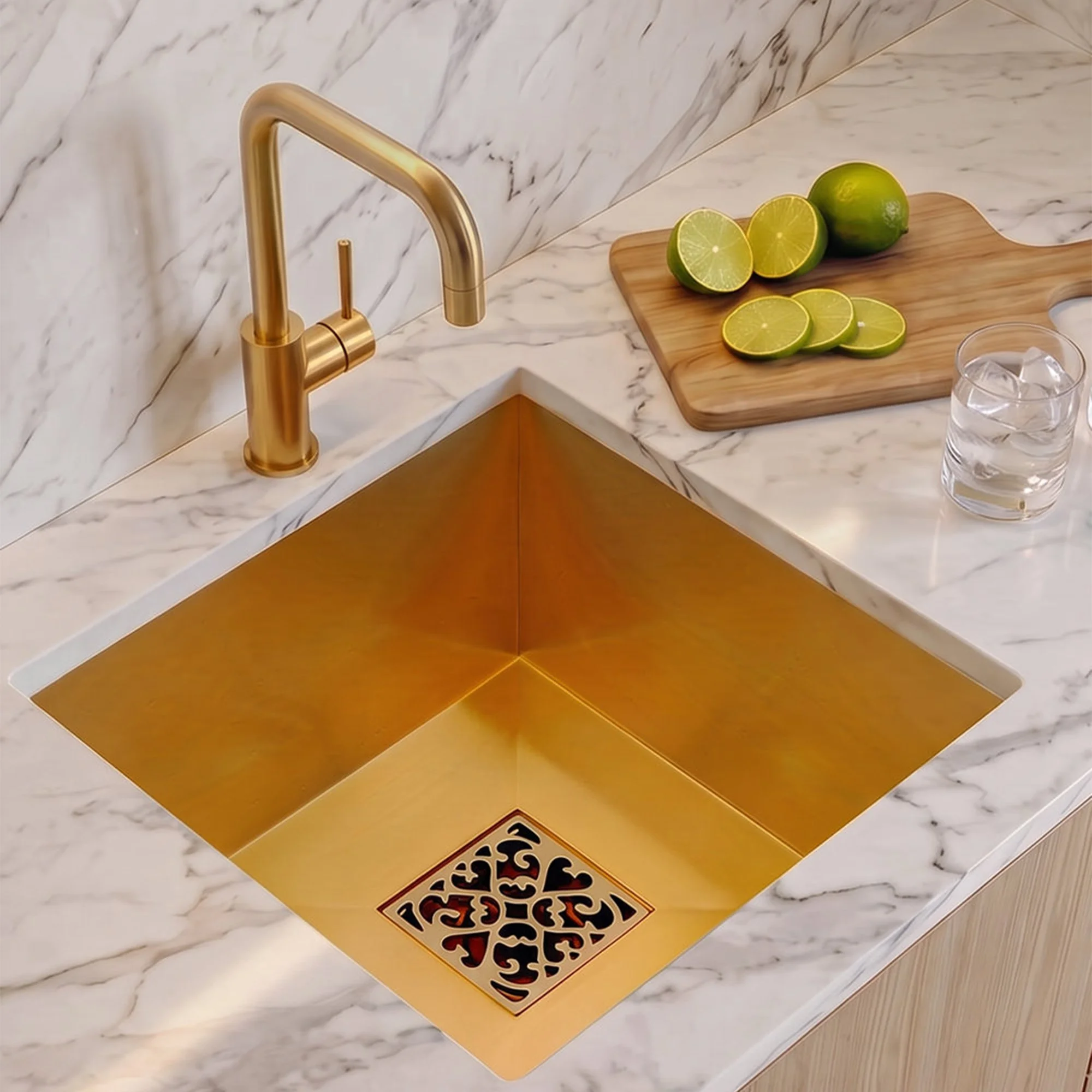 C080 Square Bar Sink w/Grate