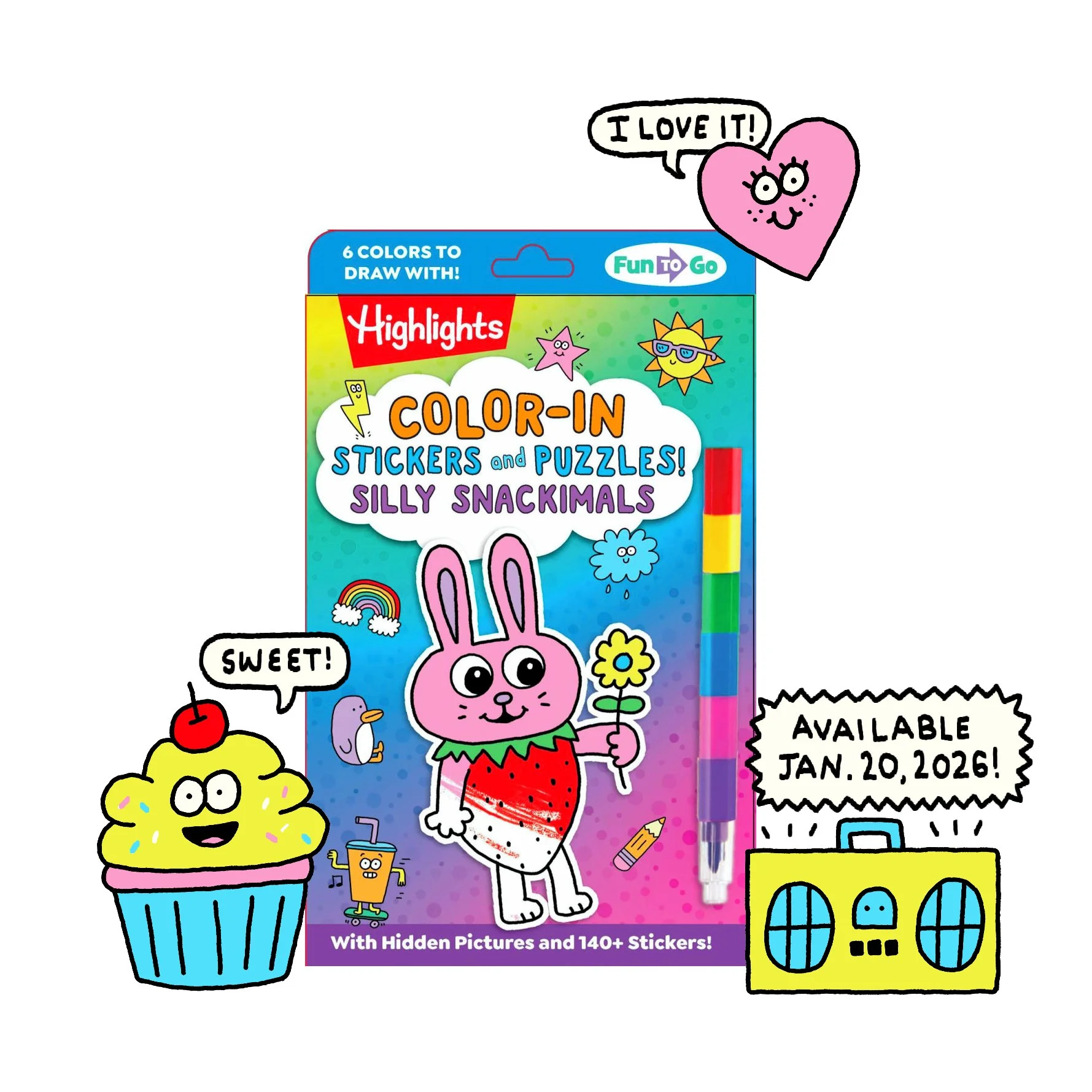 HIGHLIGHTS  Color-In Hidden Pictures with 140+ stickers. 