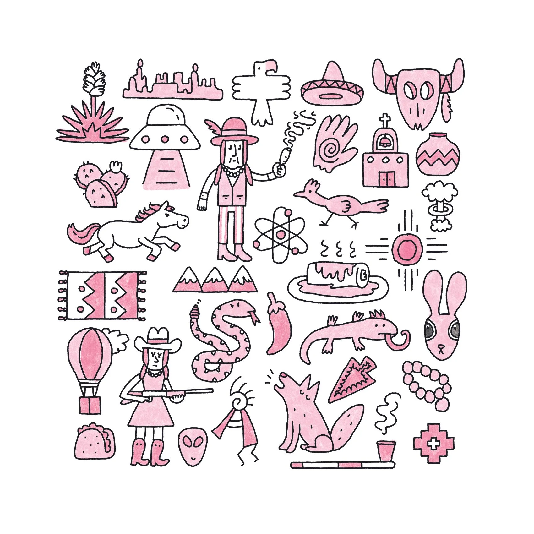 A collection of symbols synonymous with New Mexico