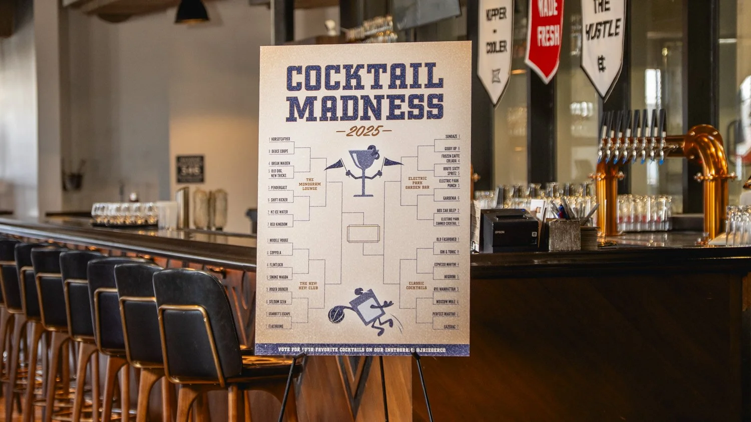 Single elimination cocktail bracket. Cocktails were voted on via social media to determine the ultimate cocktail. 