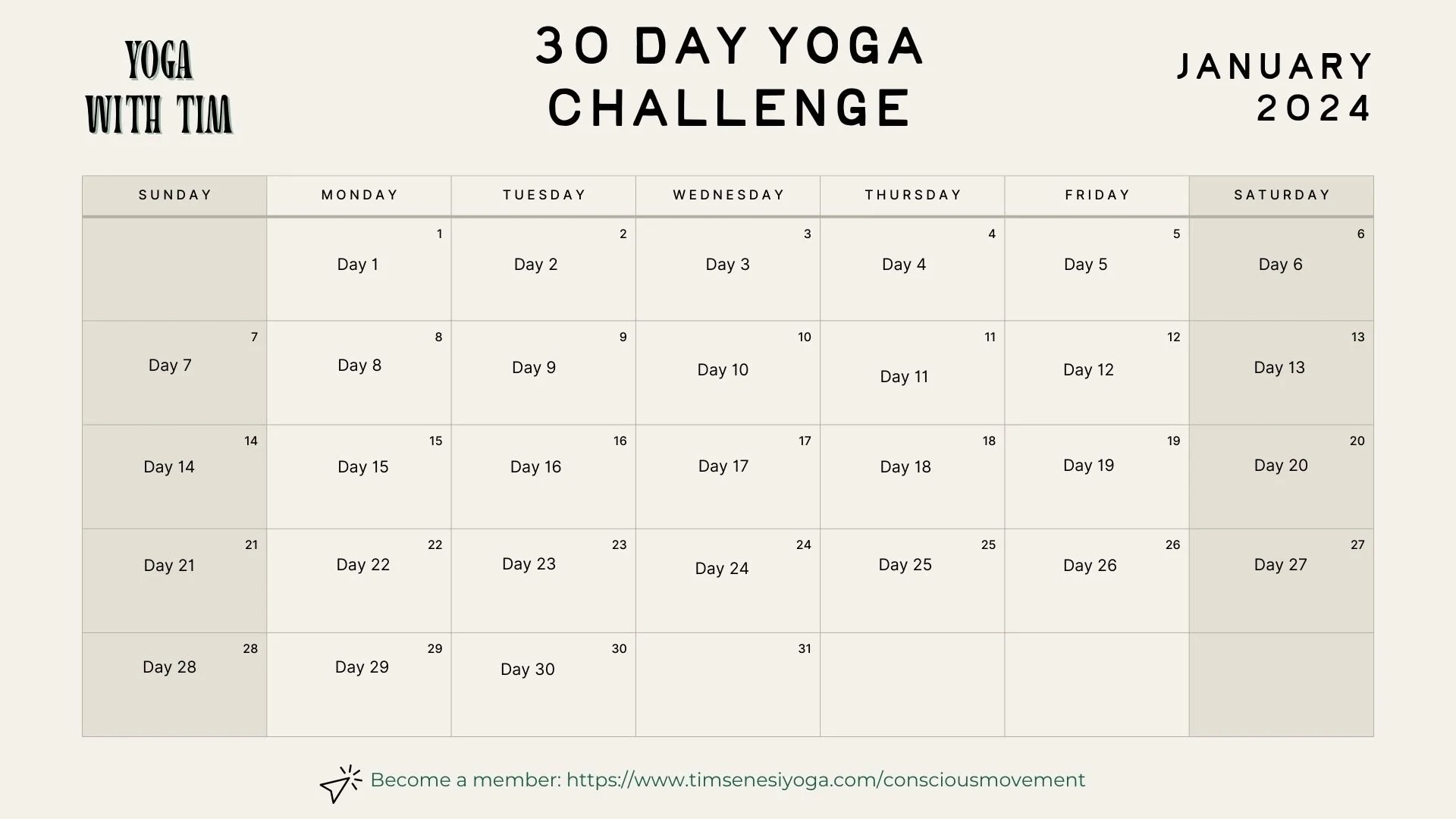 2024 Yoga Challenge — YOGA WITH TIM