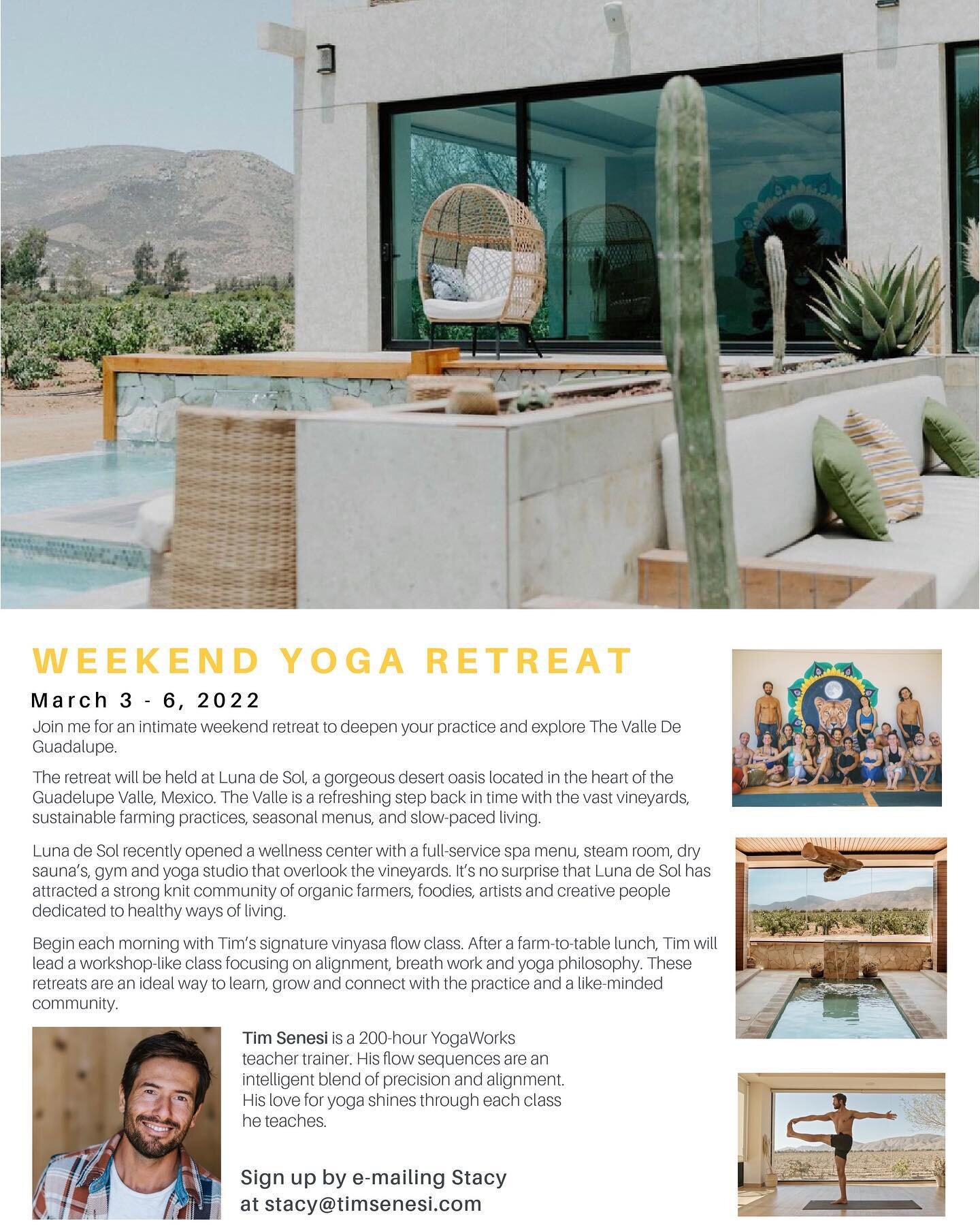 I have a retreat coming up March 3-6 at my home away from home @luna_desol I hope you can join :)
Email Stacy@timsenesi.com for more information and to sign up.
