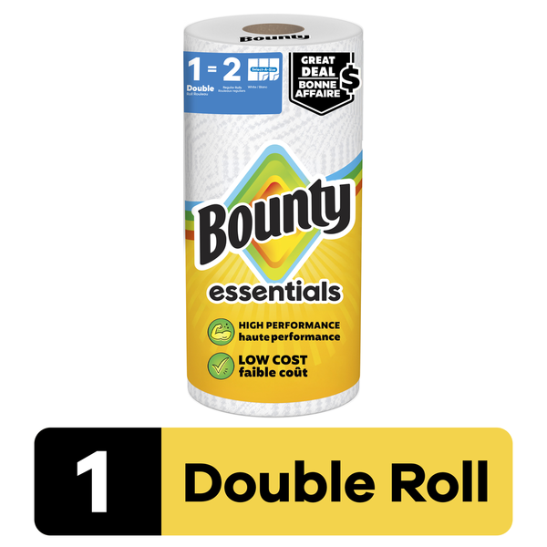 Bounty Essentials 1 = 2 Double Rolls Paper Towels
