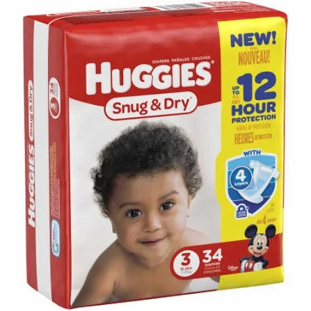 Huggies Snug & Dry Jumbo Diapers – Size 3, 34 Count