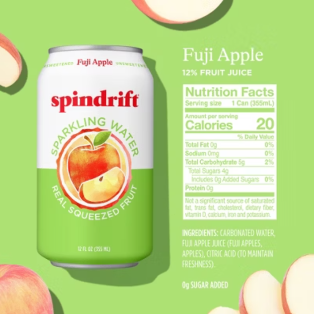 Spindrift Fuji Apple Sparkling Water – 12 fl oz, .png